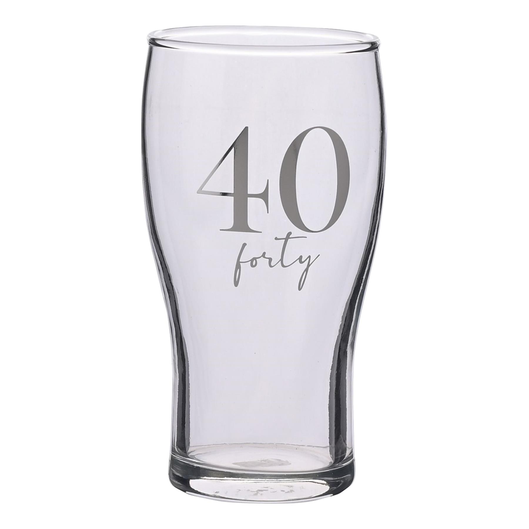 Birthday Pint Beer Glass with Silver Detail - 40