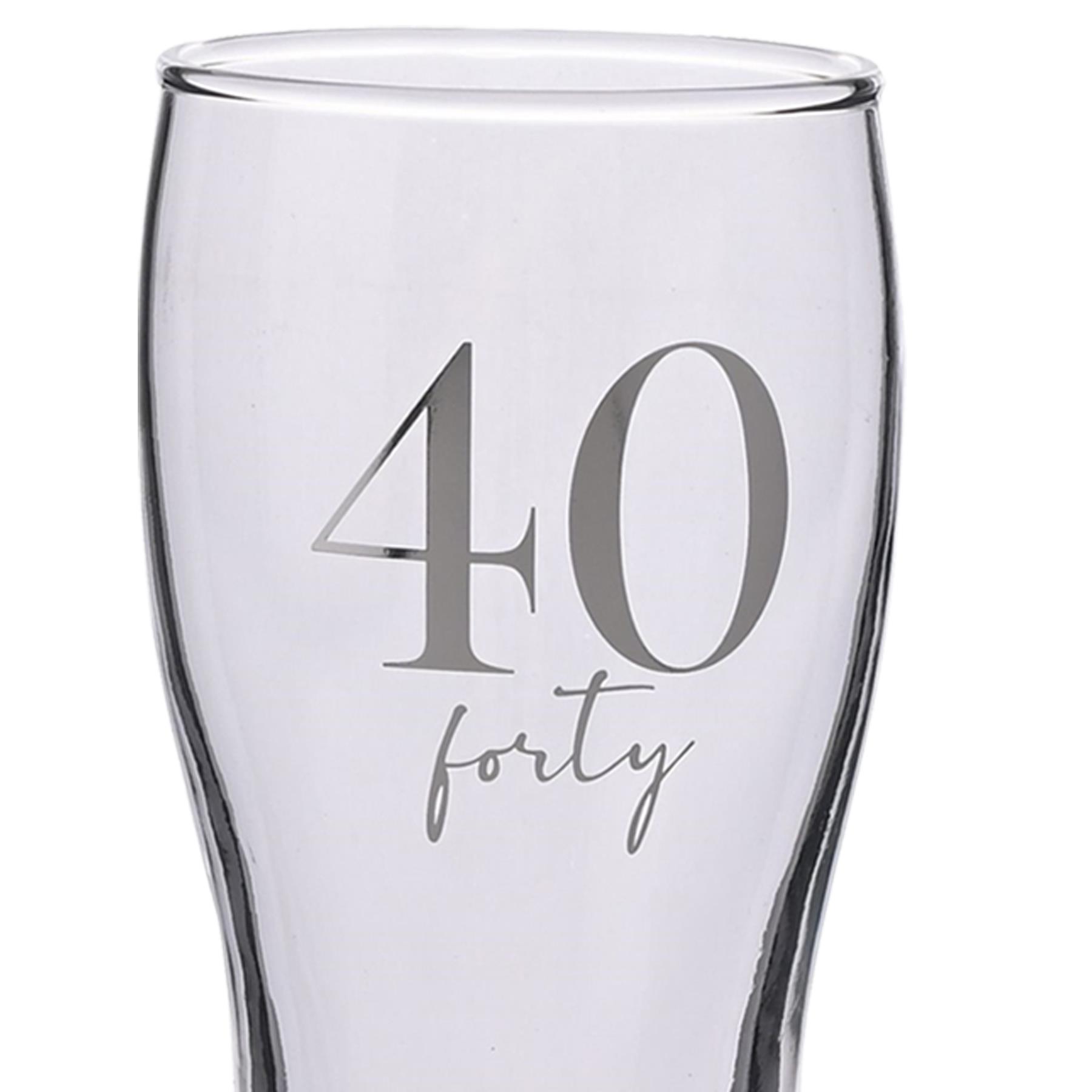 Birthday Pint Beer Glass with Silver Detail - 40