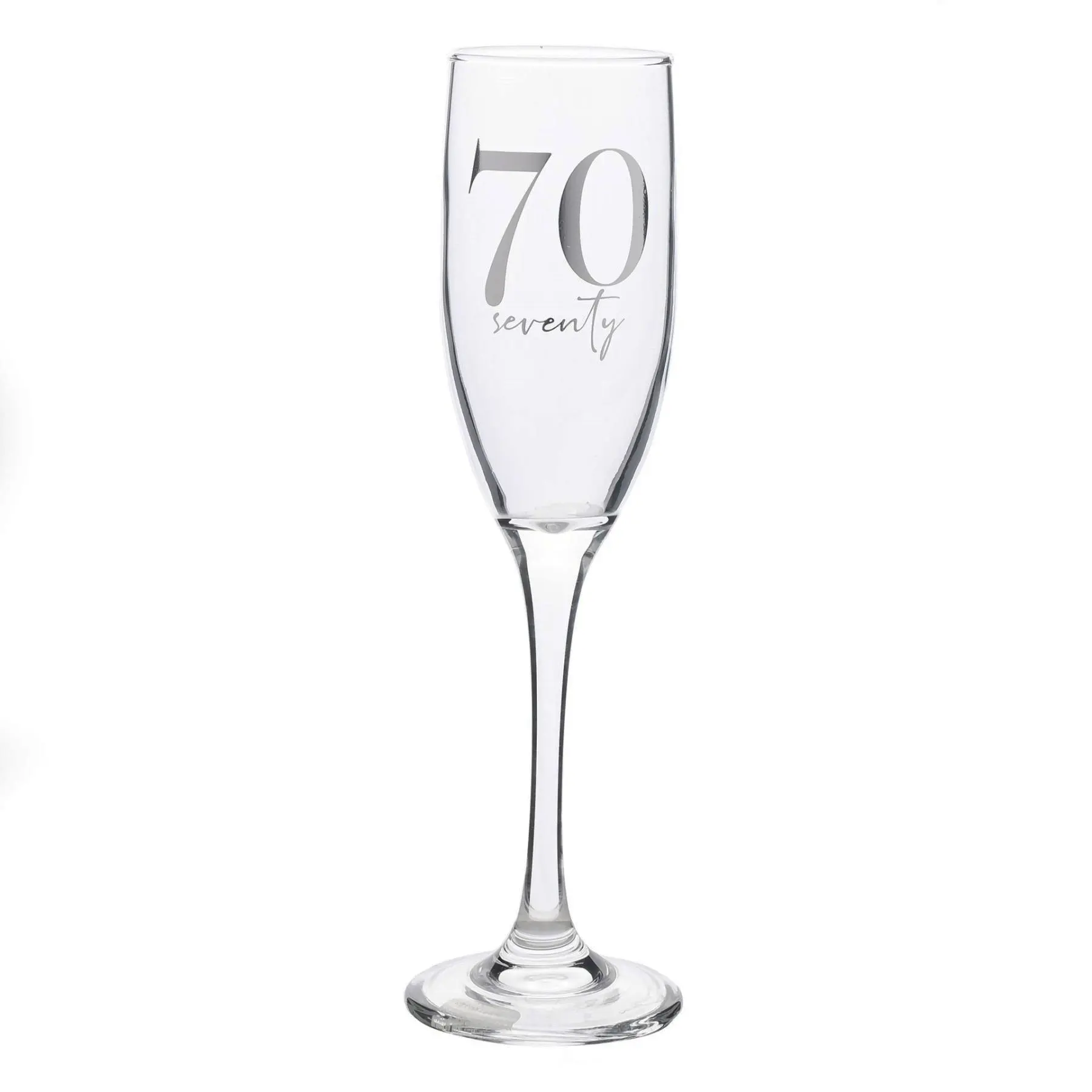Birthday Champagne Flute Glass with Silver Detail - 70