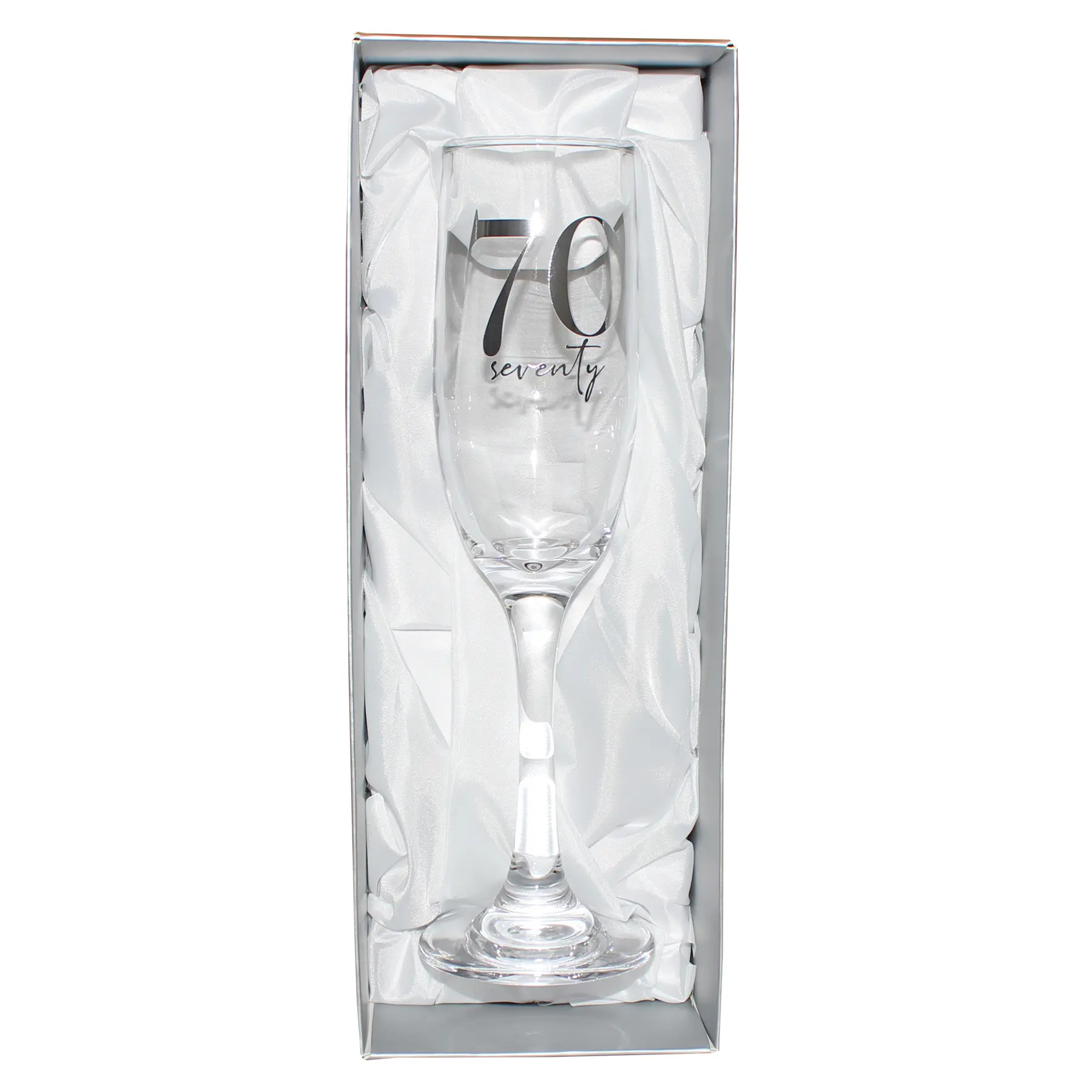 Birthday Champagne Flute Glass with Silver Detail - 70