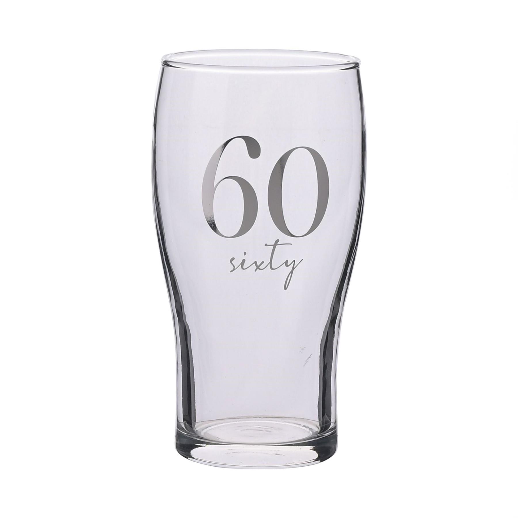 Birthday Pint Beer Glass with Silver Detail - 60