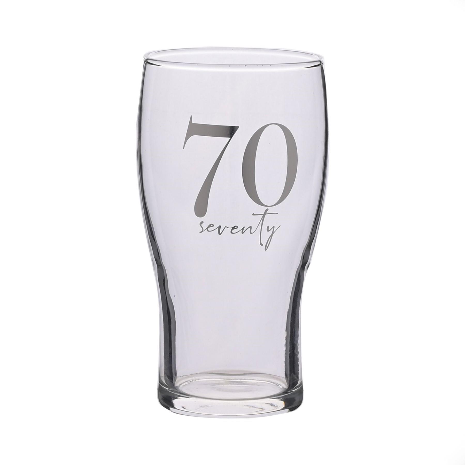 Birthday Pint Beer Glass with Silver Detail - 70