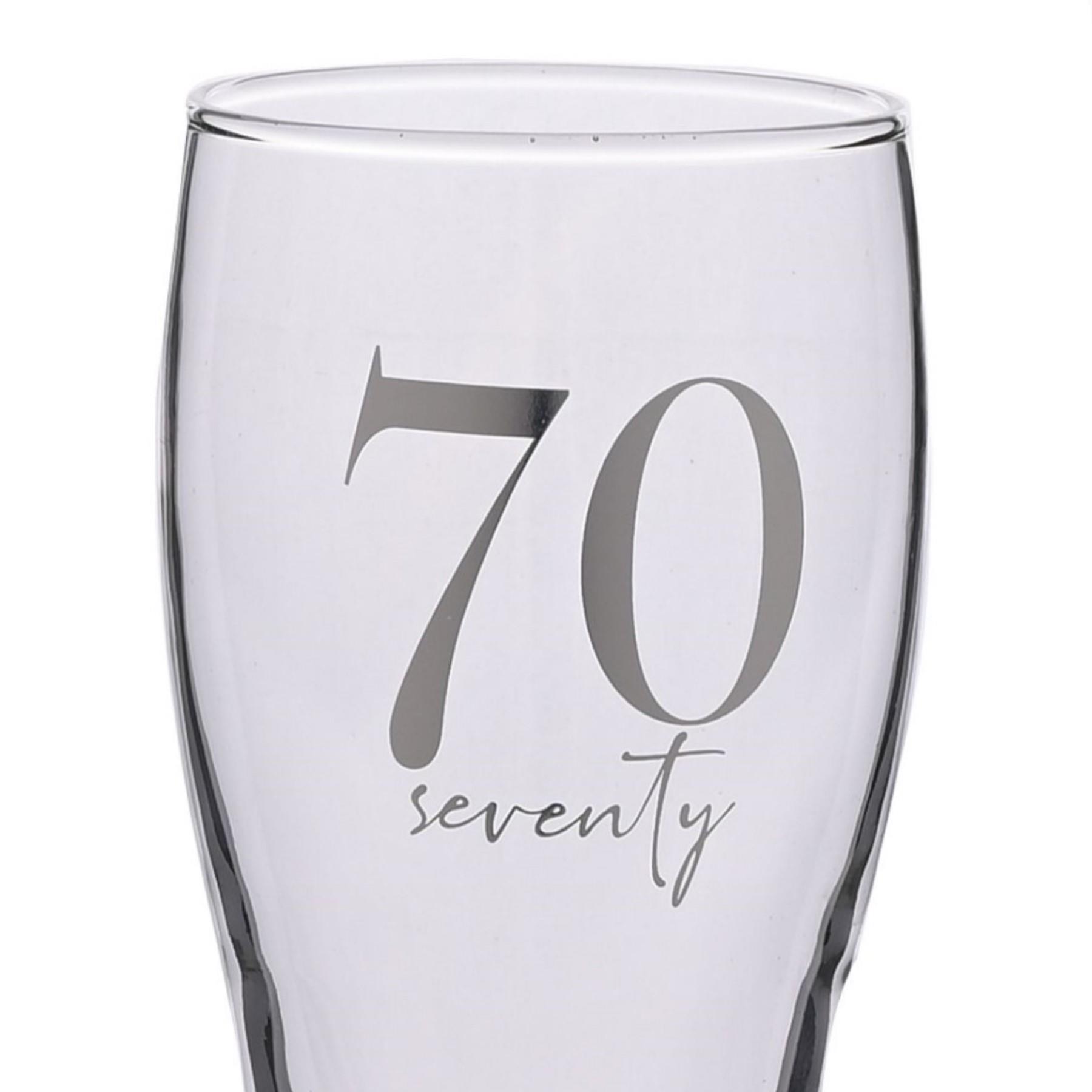 Birthday Pint Beer Glass with Silver Detail - 70