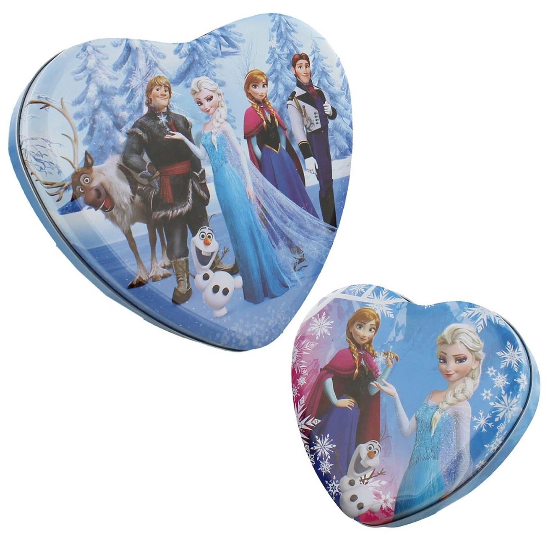 Set of 2 Heart Shape Storage Tins / Jewellery Boxes - Disney Frozen