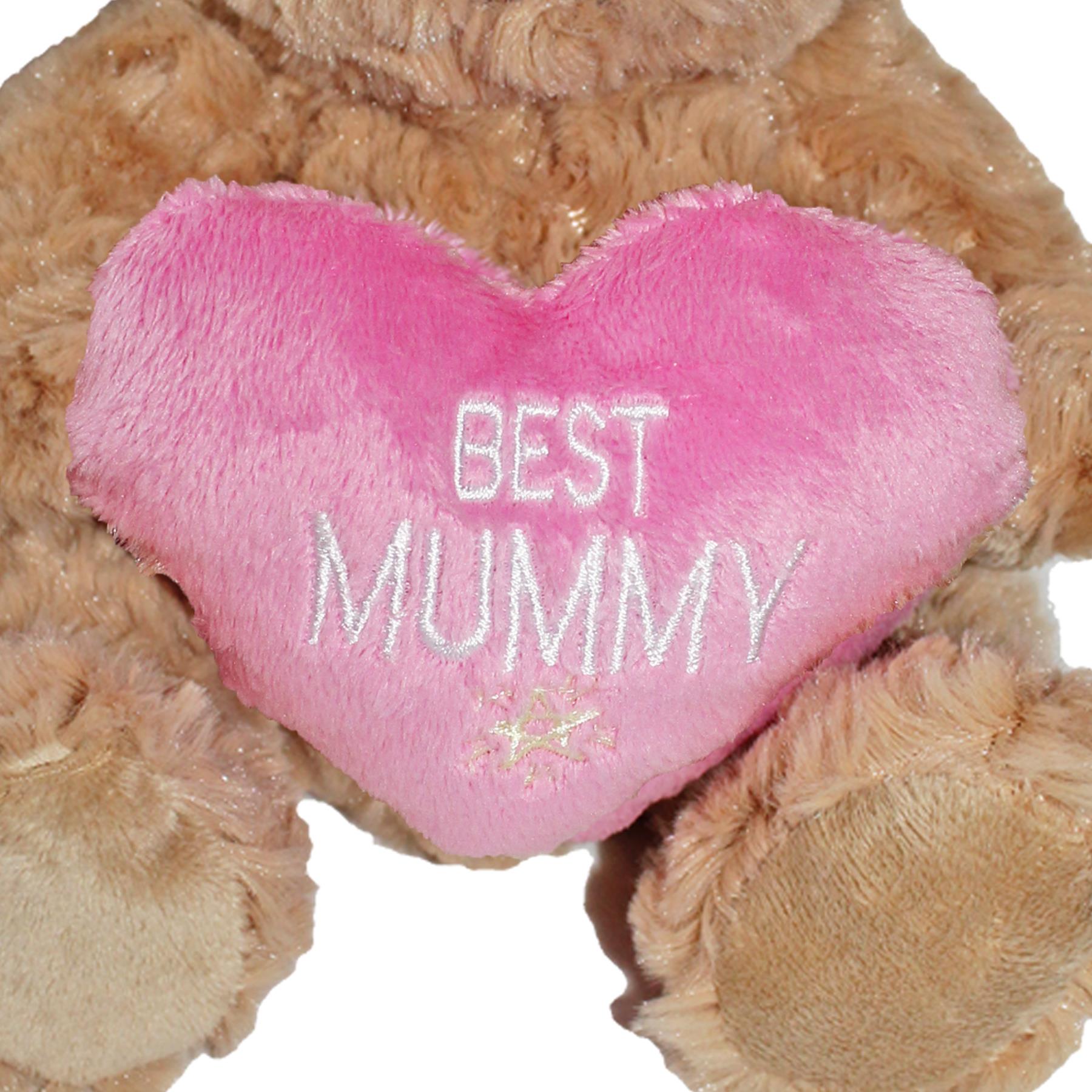 Teddy Bear with Pink Heart Mummy Cushion Mother's Day Gift