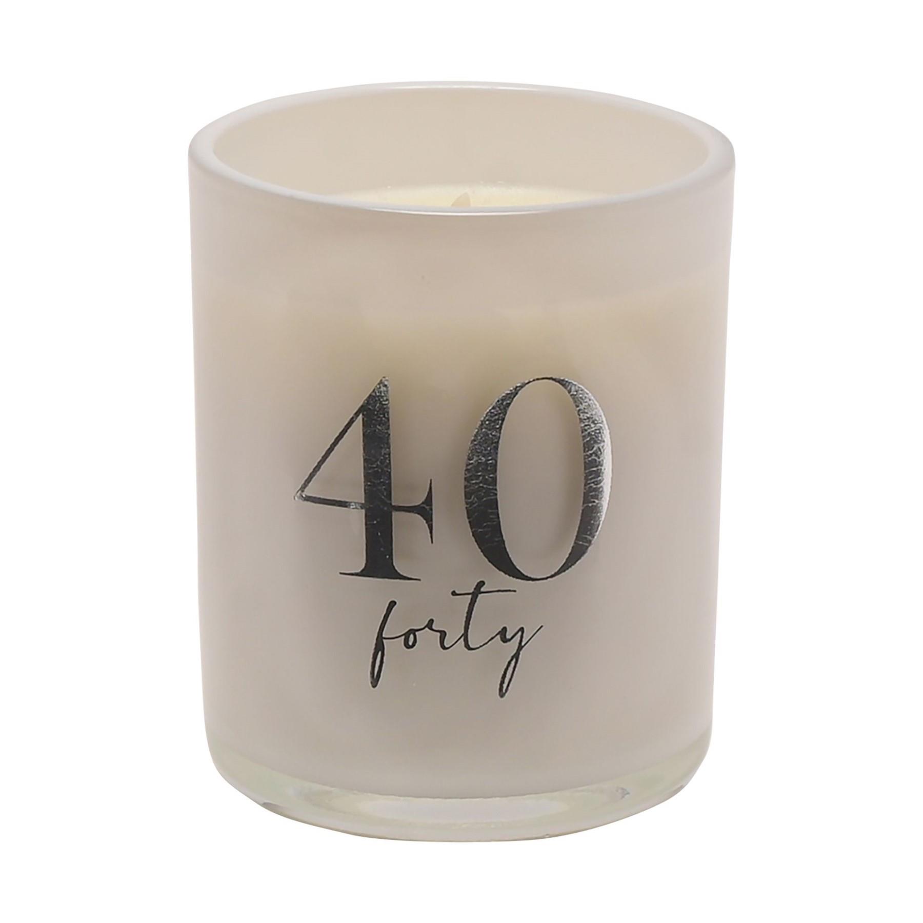 Birthday Champagne Scented Glass Candle with Silver Detail - 40