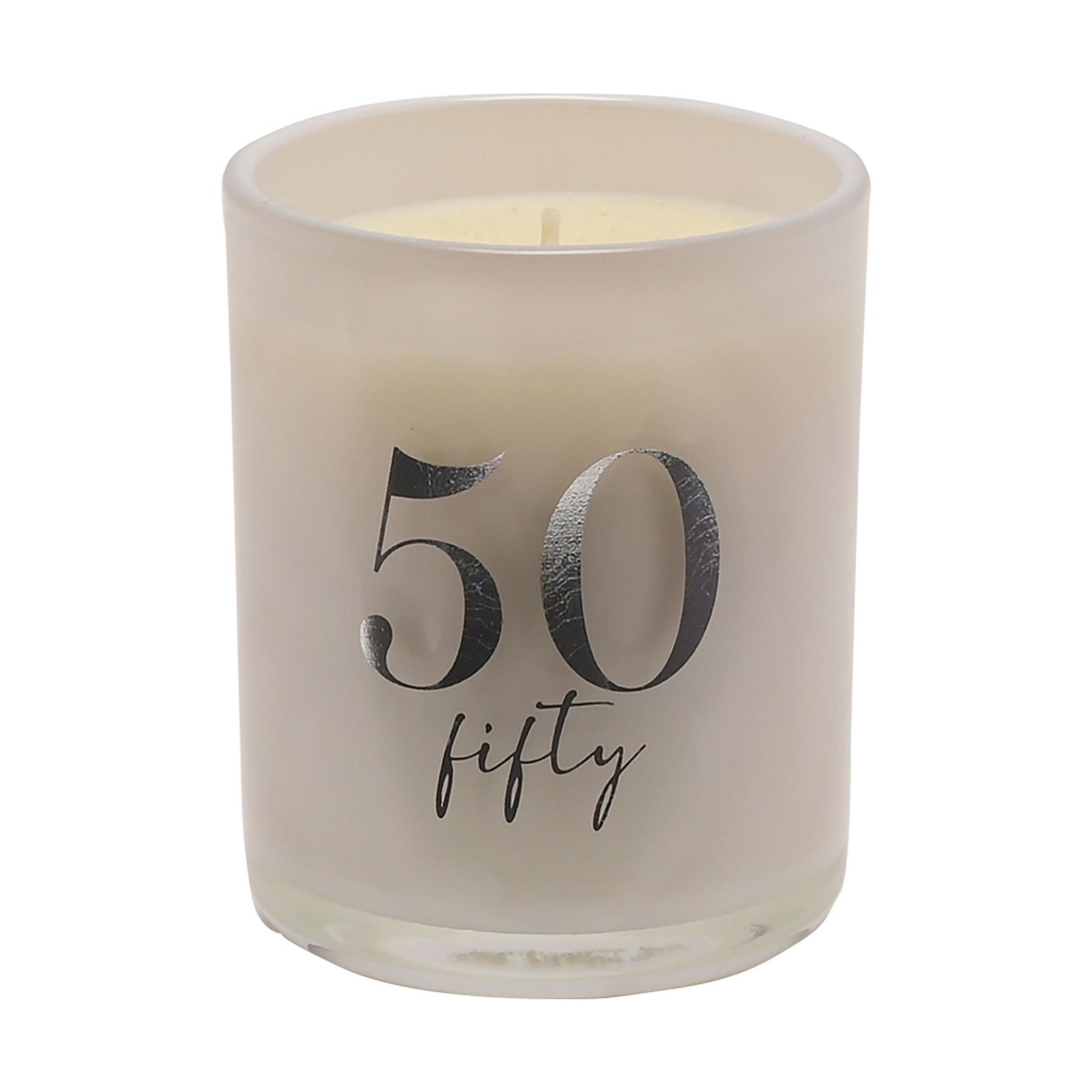 Birthday Champagne Scented Glass Candle with Silver Detail - 50