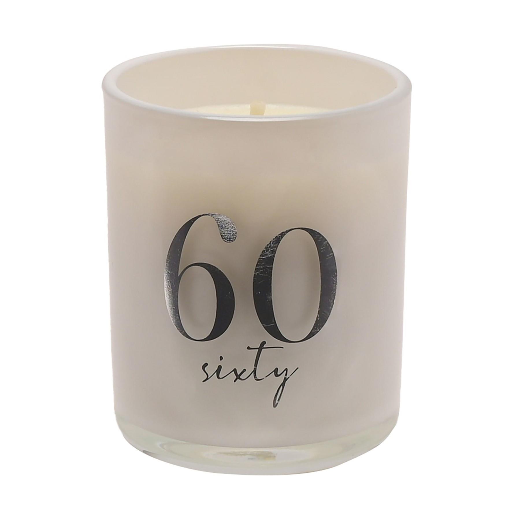 Birthday Champagne Scented Glass Candle with Silver Detail - 60