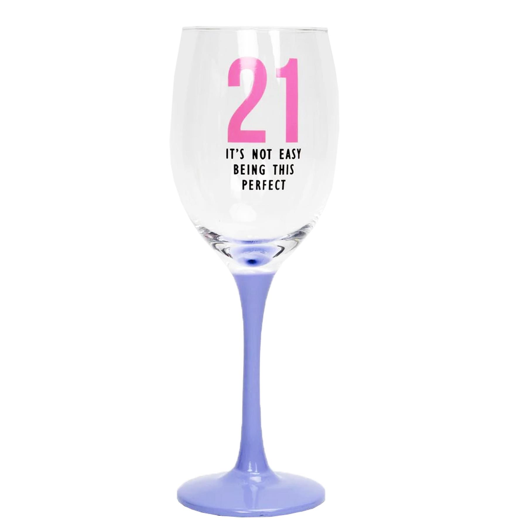 21st Birthday Wine Glass with Colourful Stem Gift Boxed