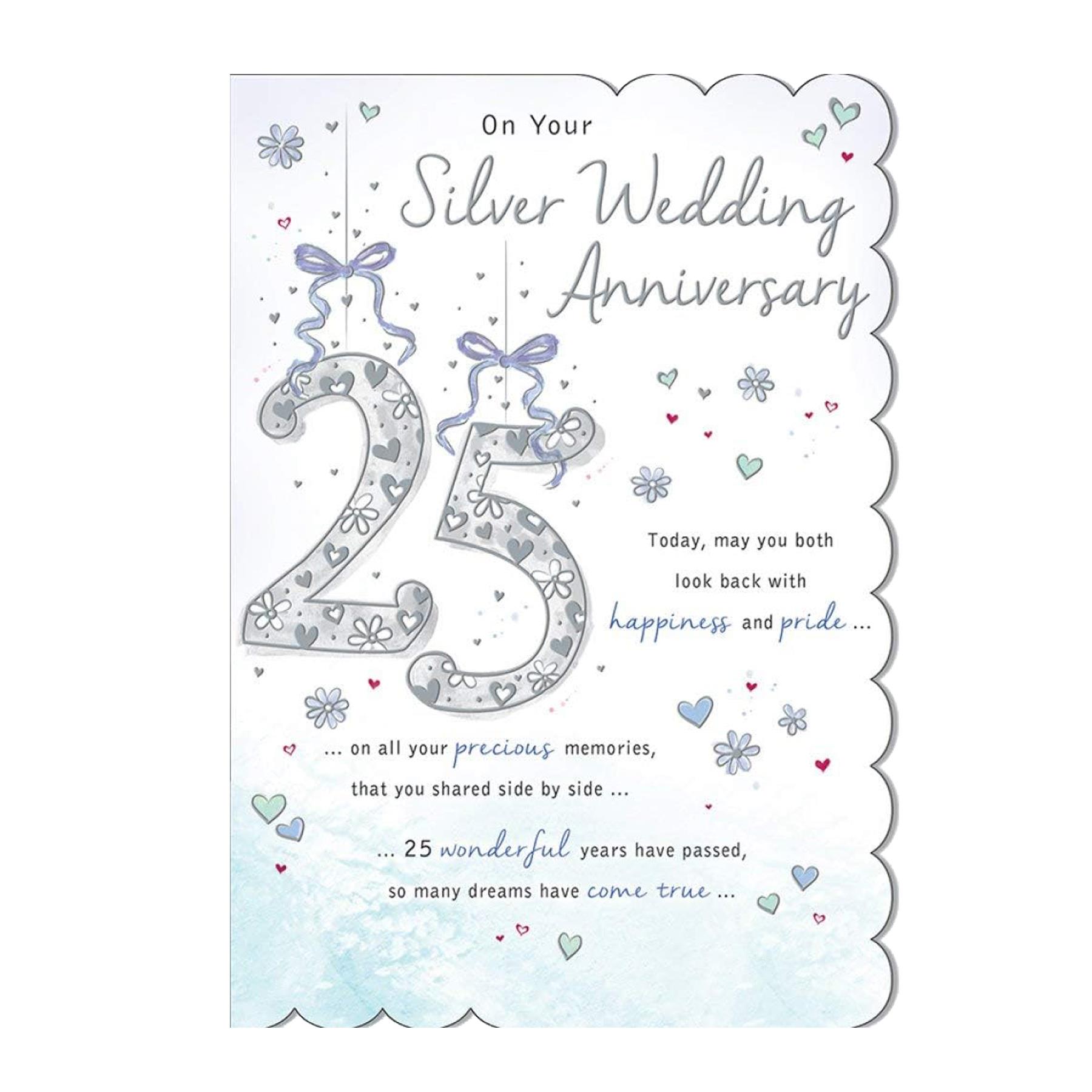 On Your Silver Anniversary Card with Foil Detail, Hanging 25 and White Envelope