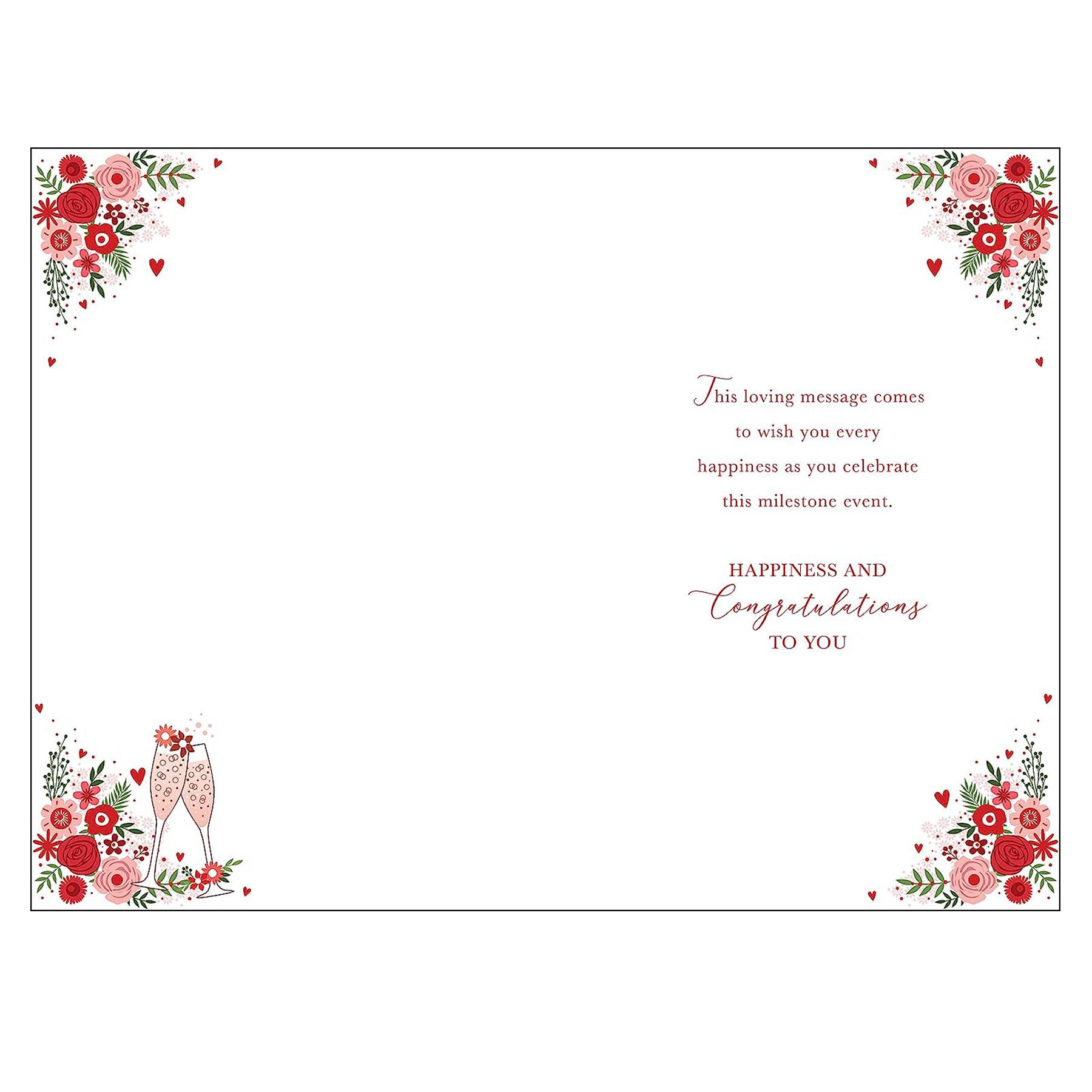 On your Ruby Wedding Anniversary Card with Foil Detail, Flowers and White Envelope