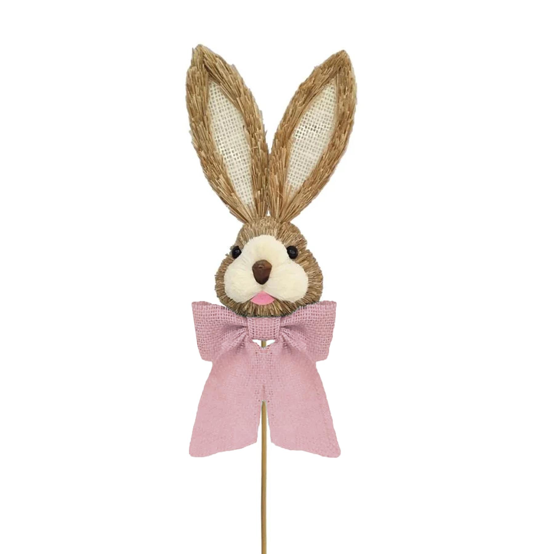 Easter Decorations, Garden Picks, Egg Hunt - Pink Bunny Head Pick