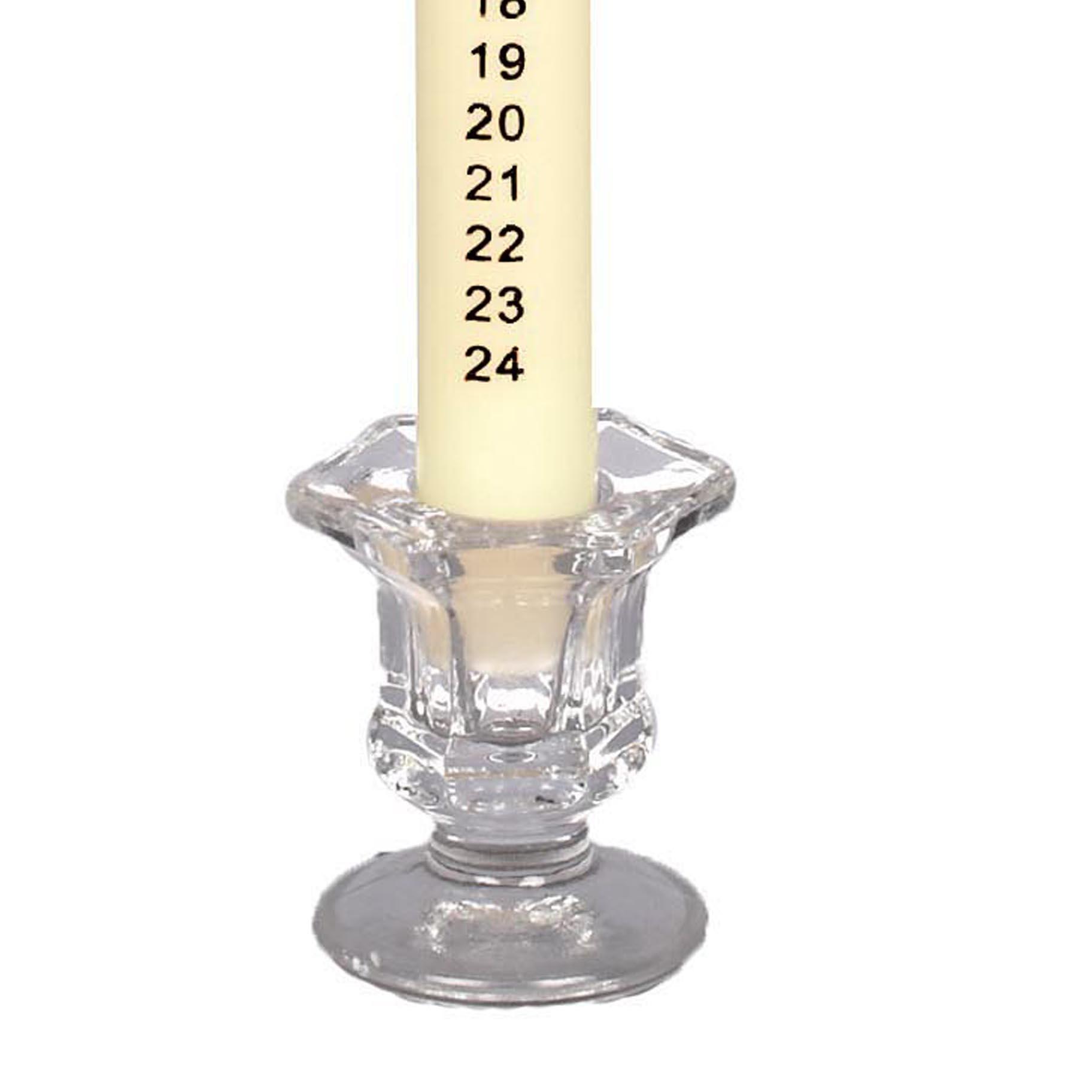 25cm Countdown to Christmas Advent Candle in Clear Glass Holder - Ivory