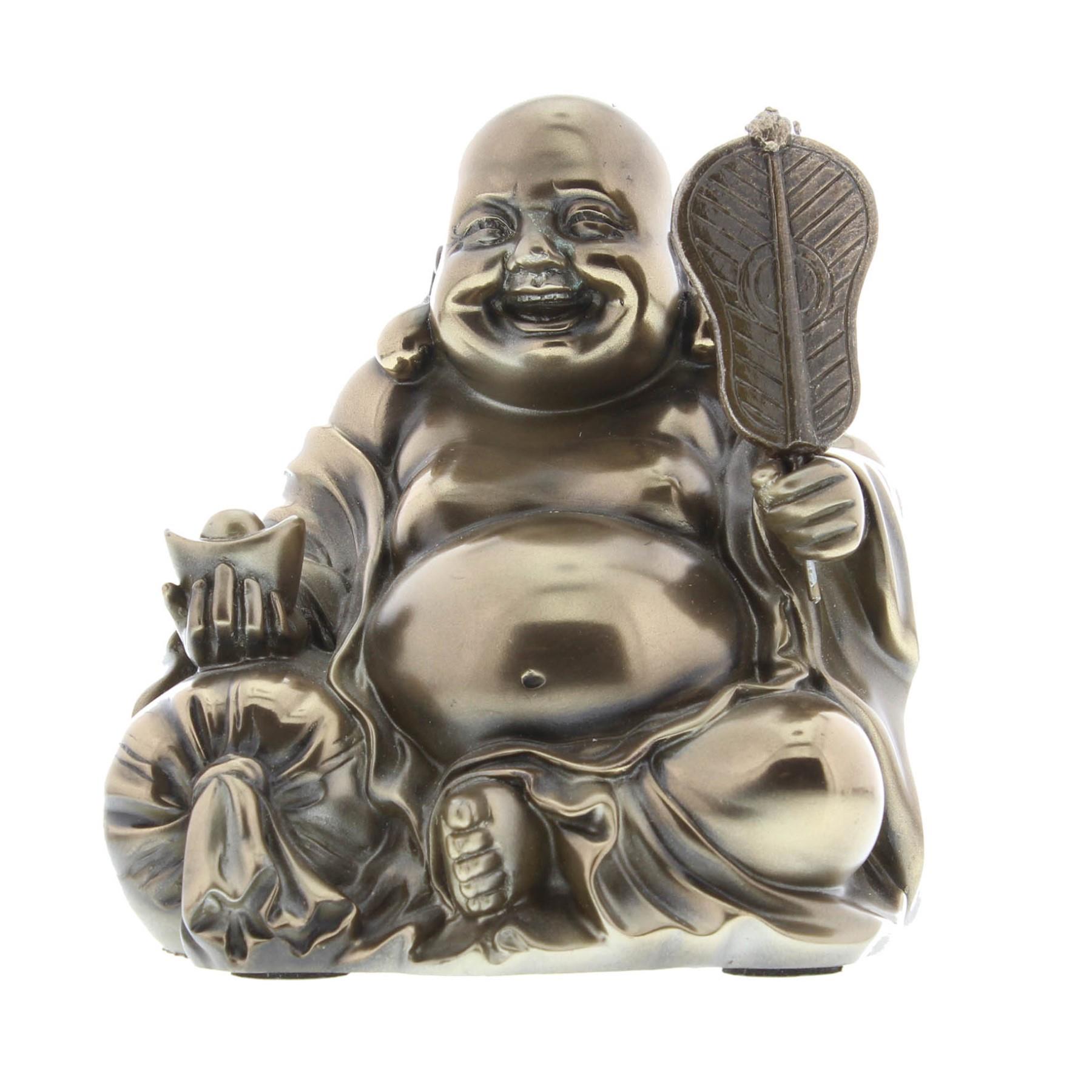 Polished Bronze Sitting Buddha Figurine Ornament 11cm
