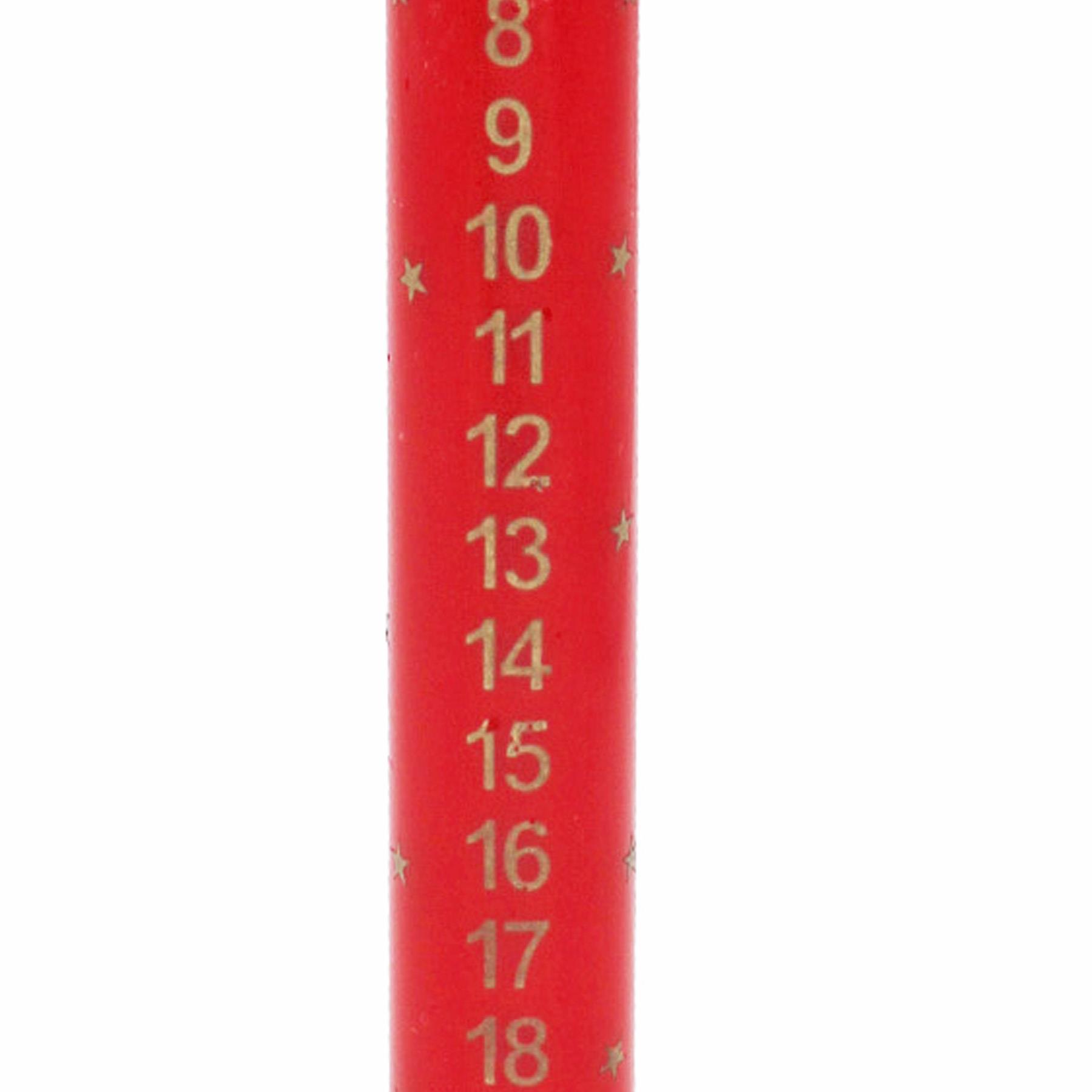 25cm Wax Advent Candle Christmas Countdown with Star Images - Red
