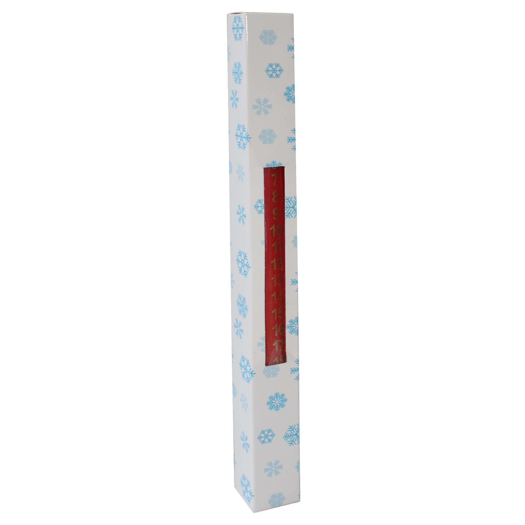 Christmas Advent Candle Boxed 25cm Tapered Countdown Candle with Star Red