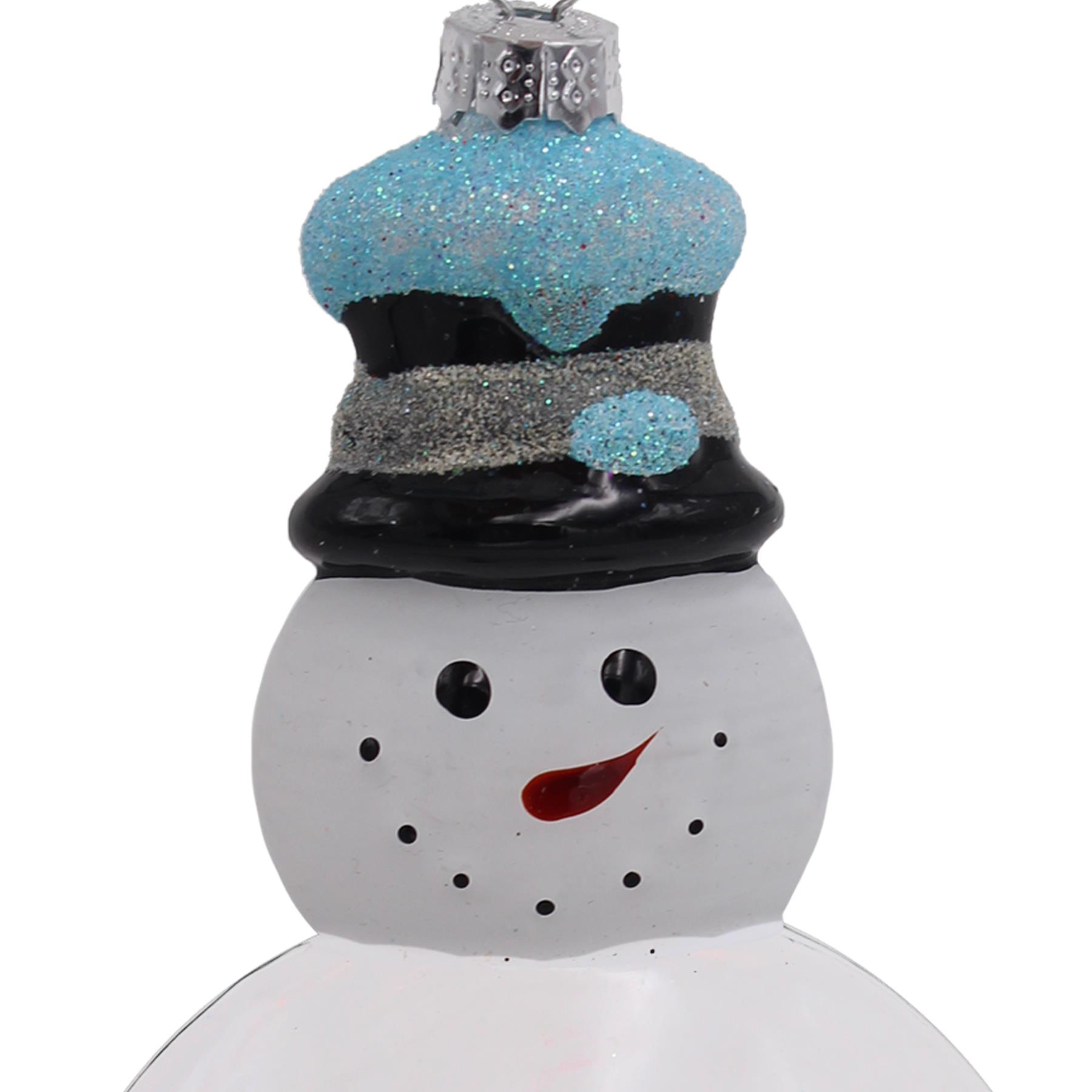 Baby's First Christmas Blue Snowman Glass Bauble with Stars