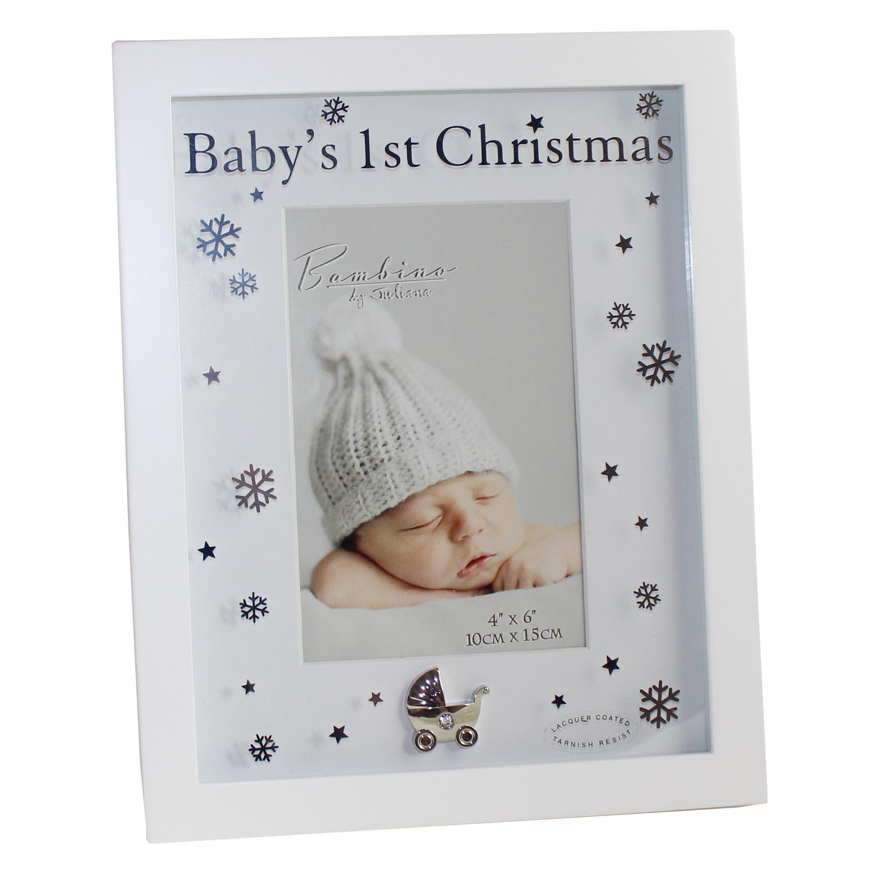 Bambino Baby's 1st Christmas 4x6 Photo Frame - White and Silver