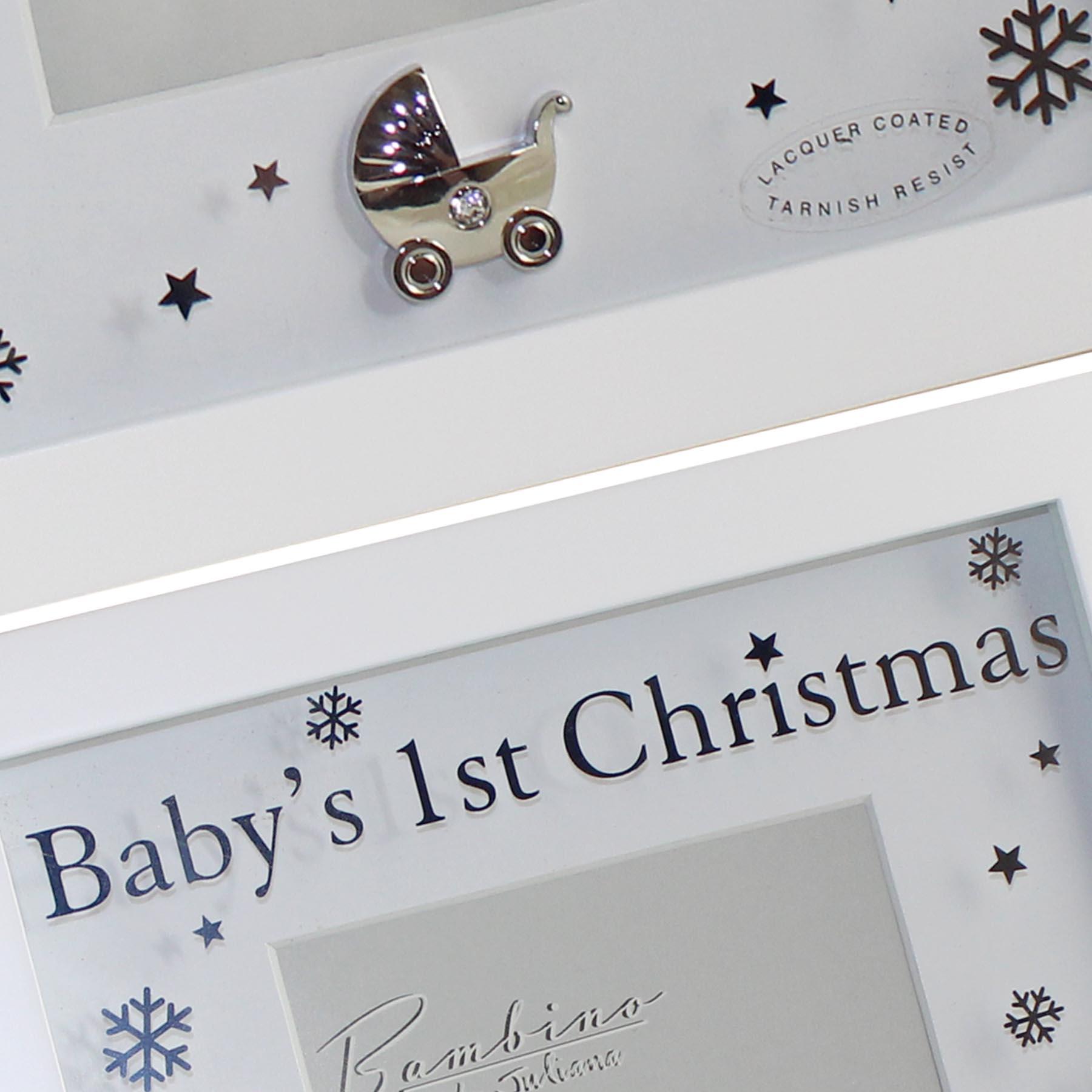 Bambino Baby's 1st Christmas 4x6 Photo Frame - White and Silver