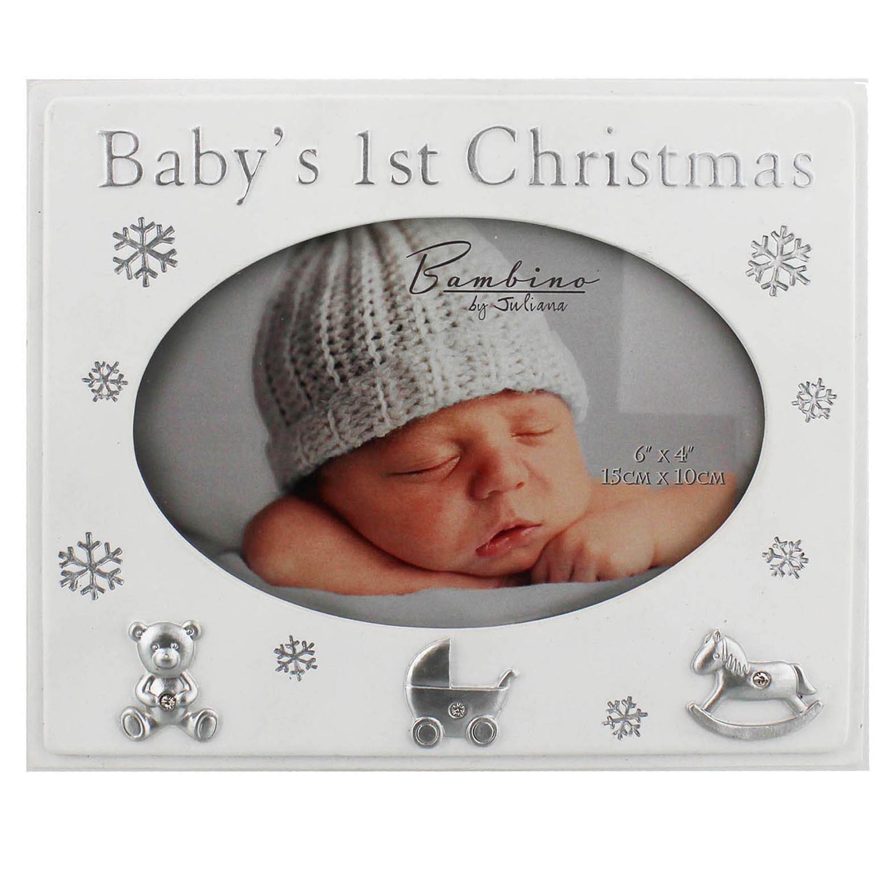 Baby's 1st Christmas 4x6 Resin Photo Frame - White and Silver