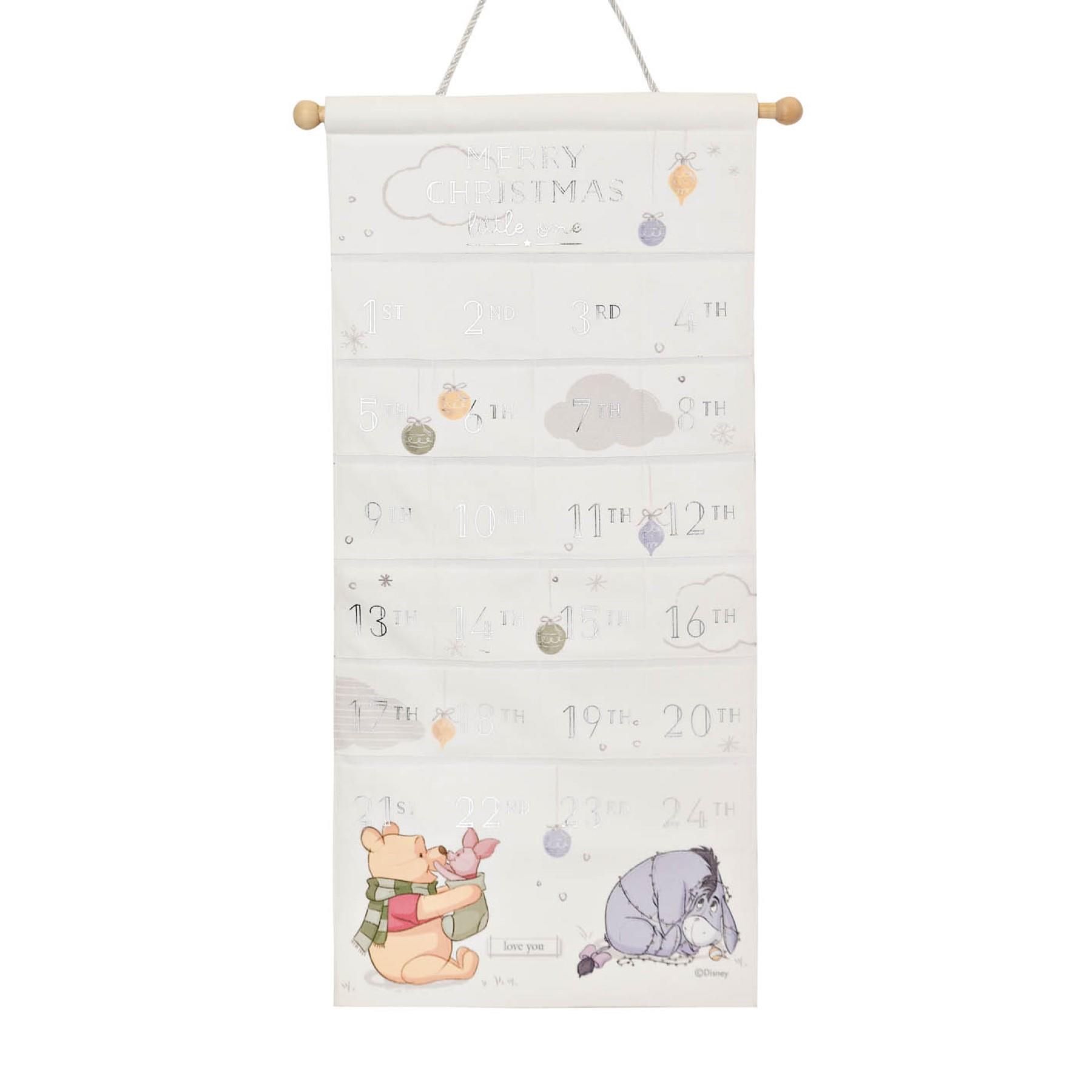 Disney Baby Scroll Advent Calendar - 24 Fabric Pockets - Winnie Pooh / Merry Christmas
