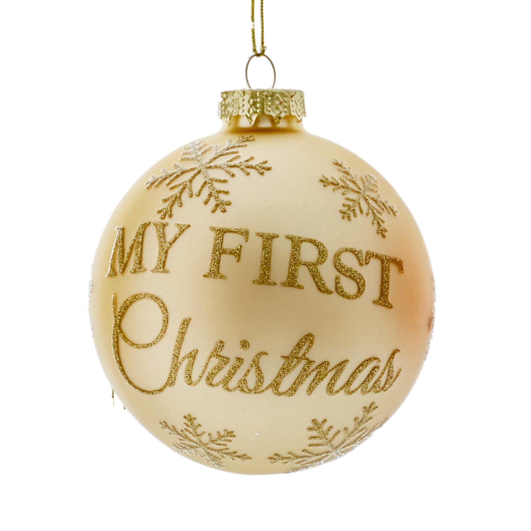 My First Christmas Glass Bauble 80mm Tree Decoration - Gold