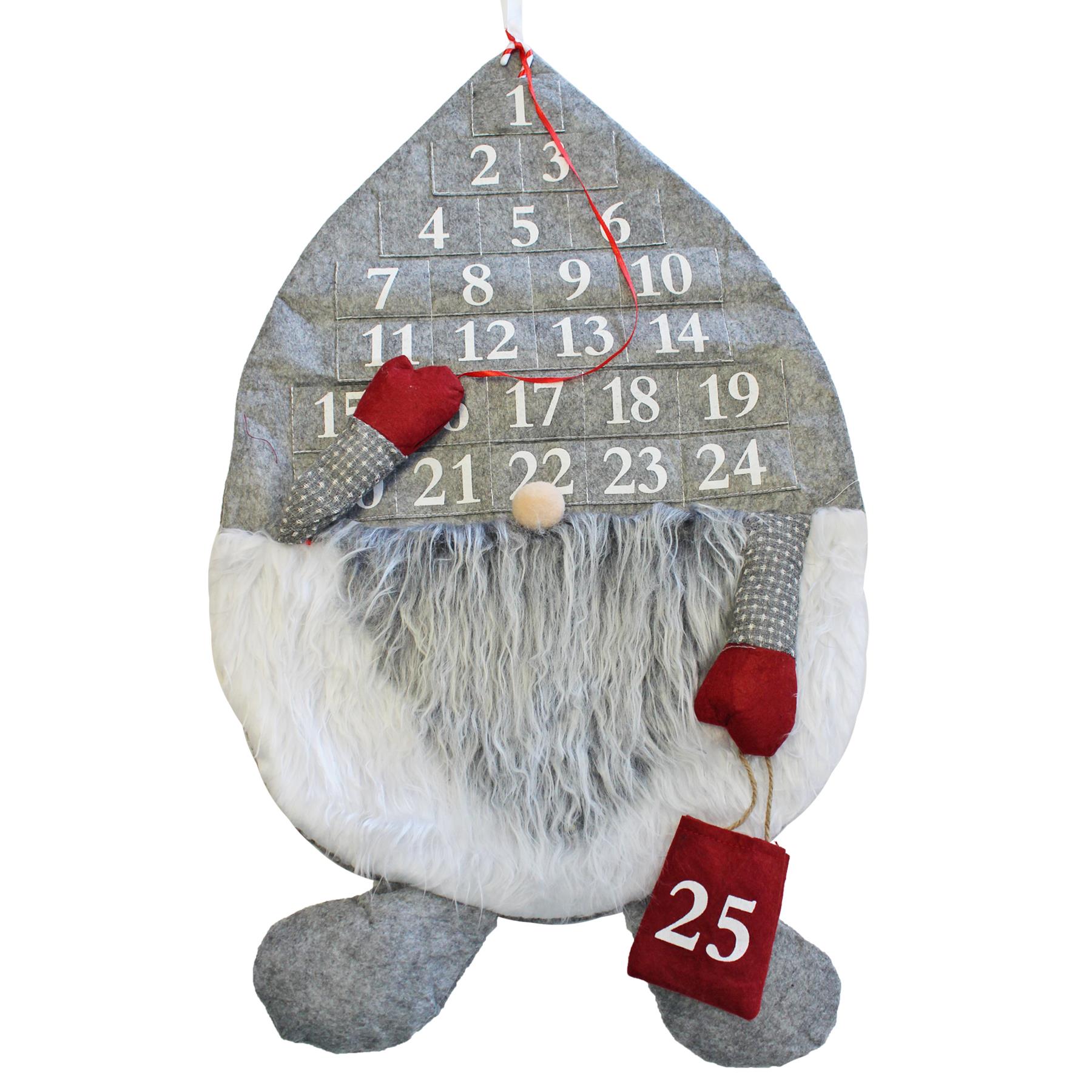 Christmas Grey Gonk Advent Calendar 24 Fabric Pockets Add your own Treats