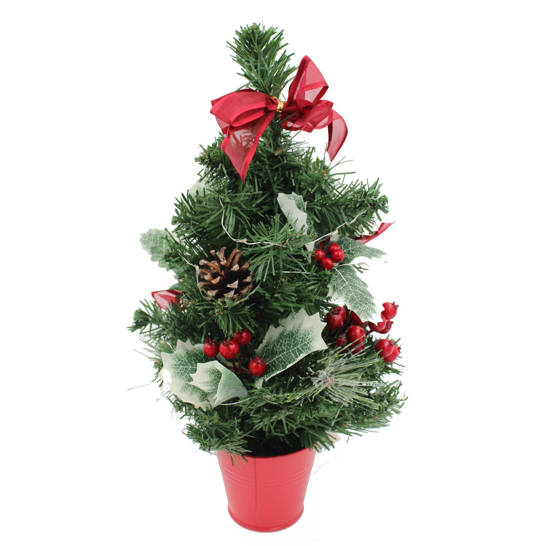 Christmas Tree with Decorations 40cm Pre-Lit Artificial Holly