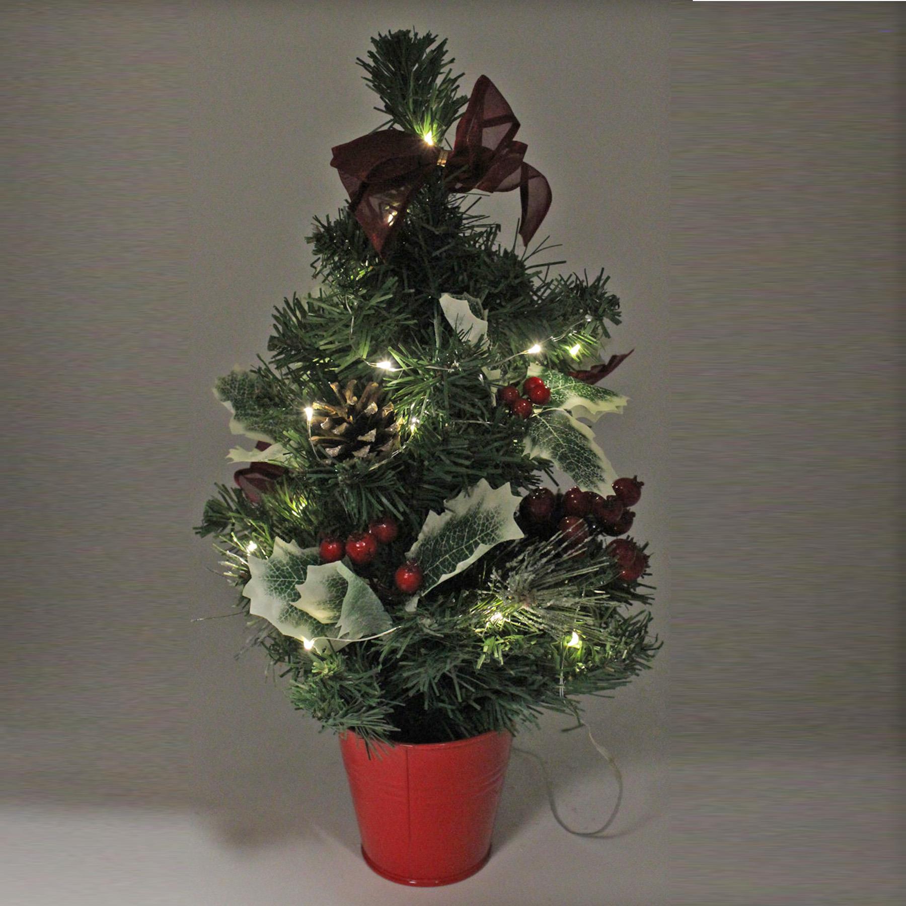 Christmas Tree with Decorations 40cm Pre-Lit Artificial Holly