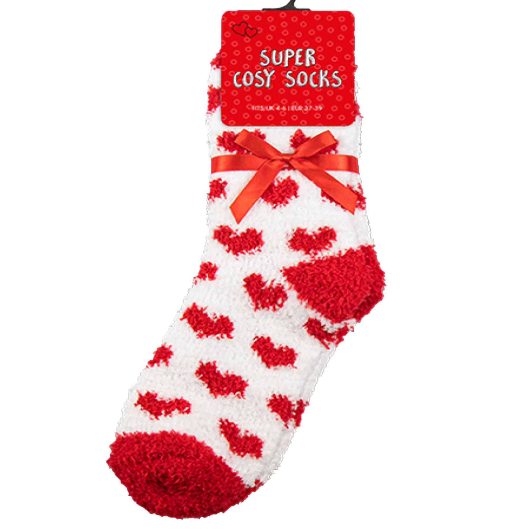 Ladies Valentines Socks Super Cosy Hearts Size 4 - 6