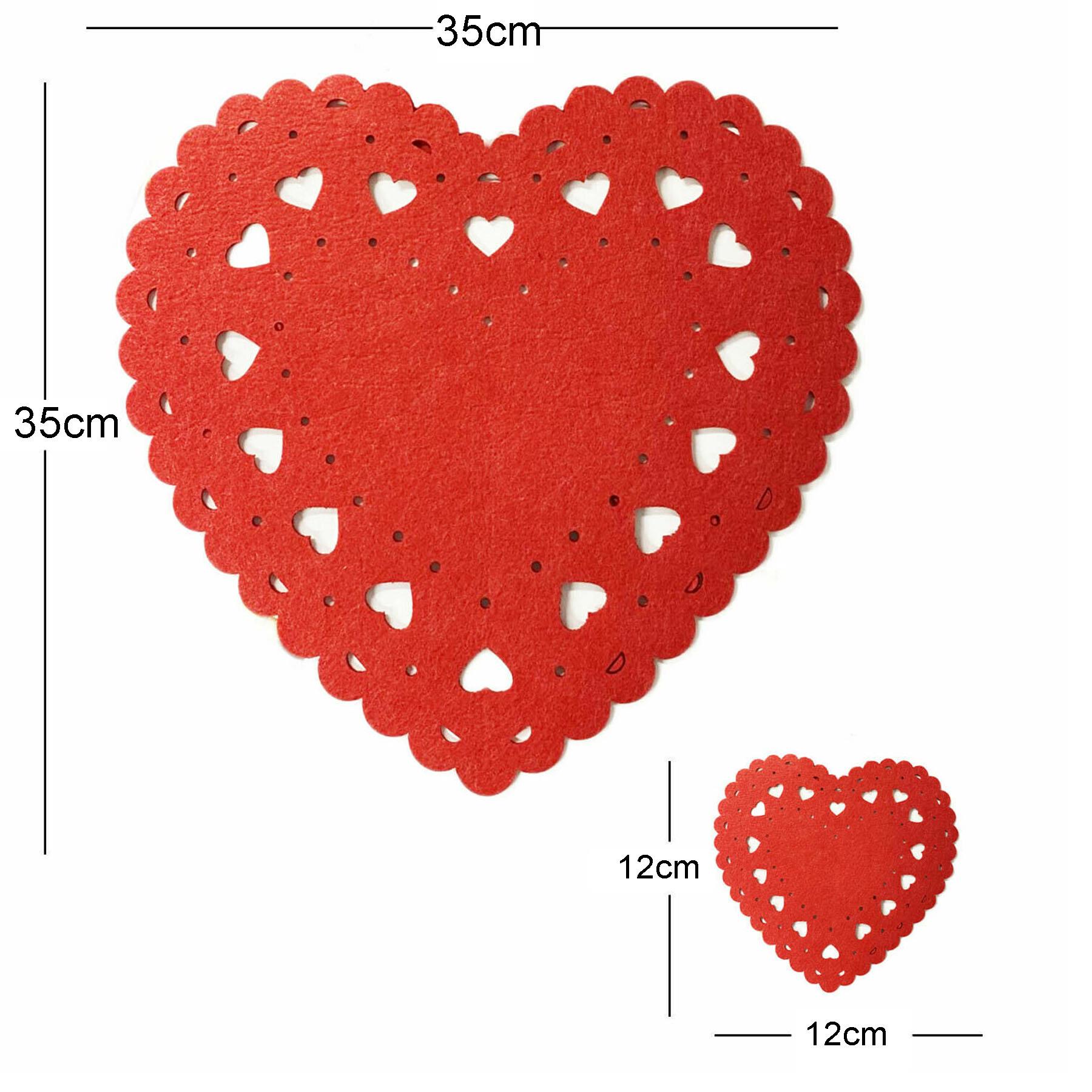 Valentines Heart Felt Placemat and Coaster Set