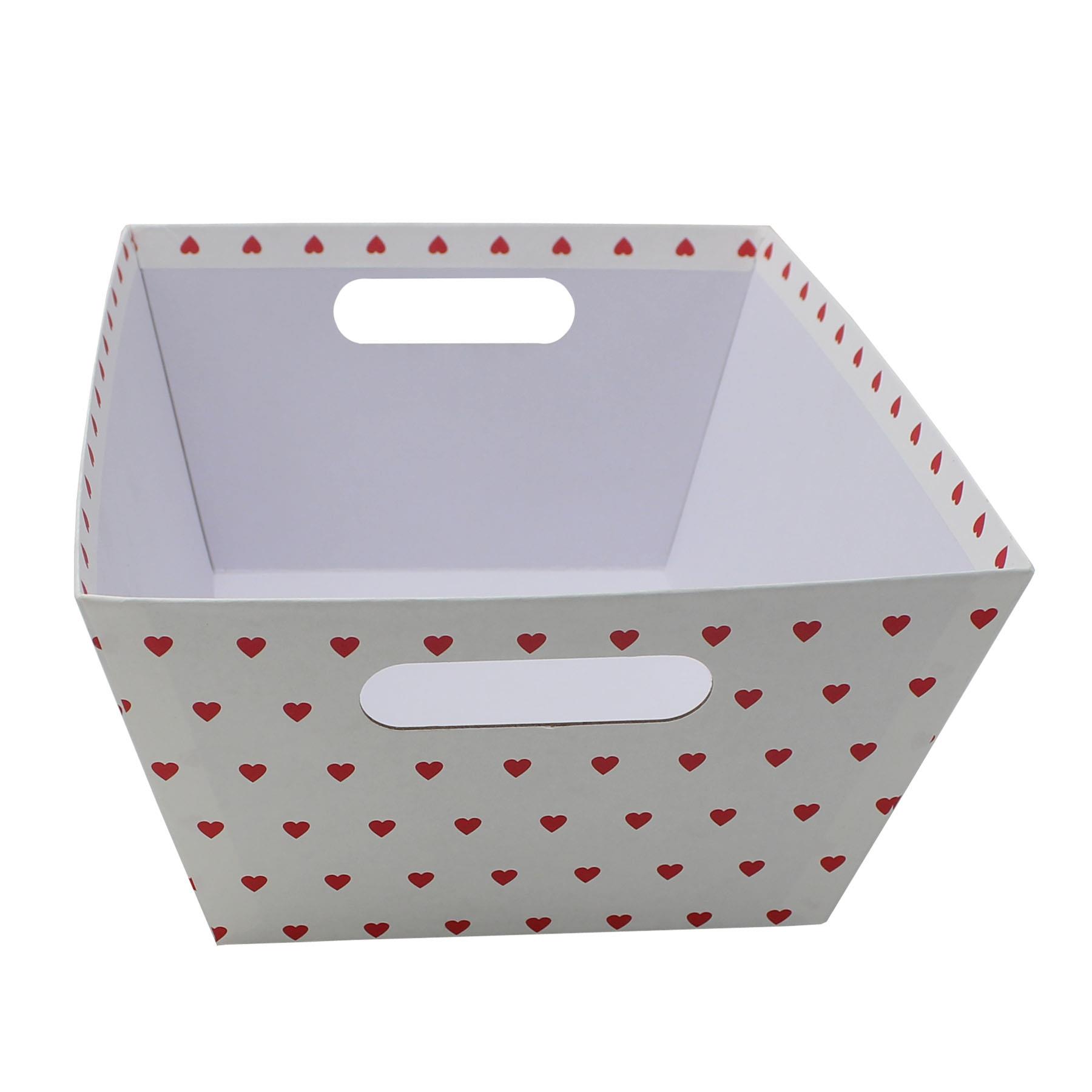 Valentines Hamper Gift Box 30cm x 14cm White with Hearts