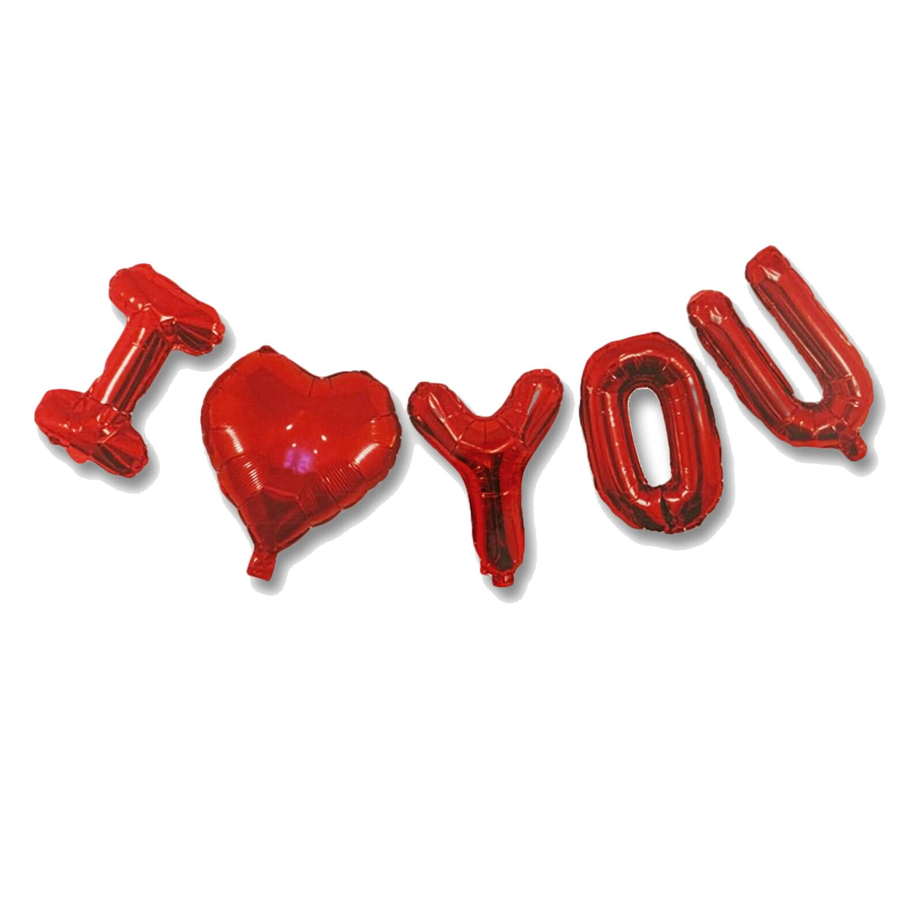 Valentines Balloon Banner Decoration Red Foil I Love You