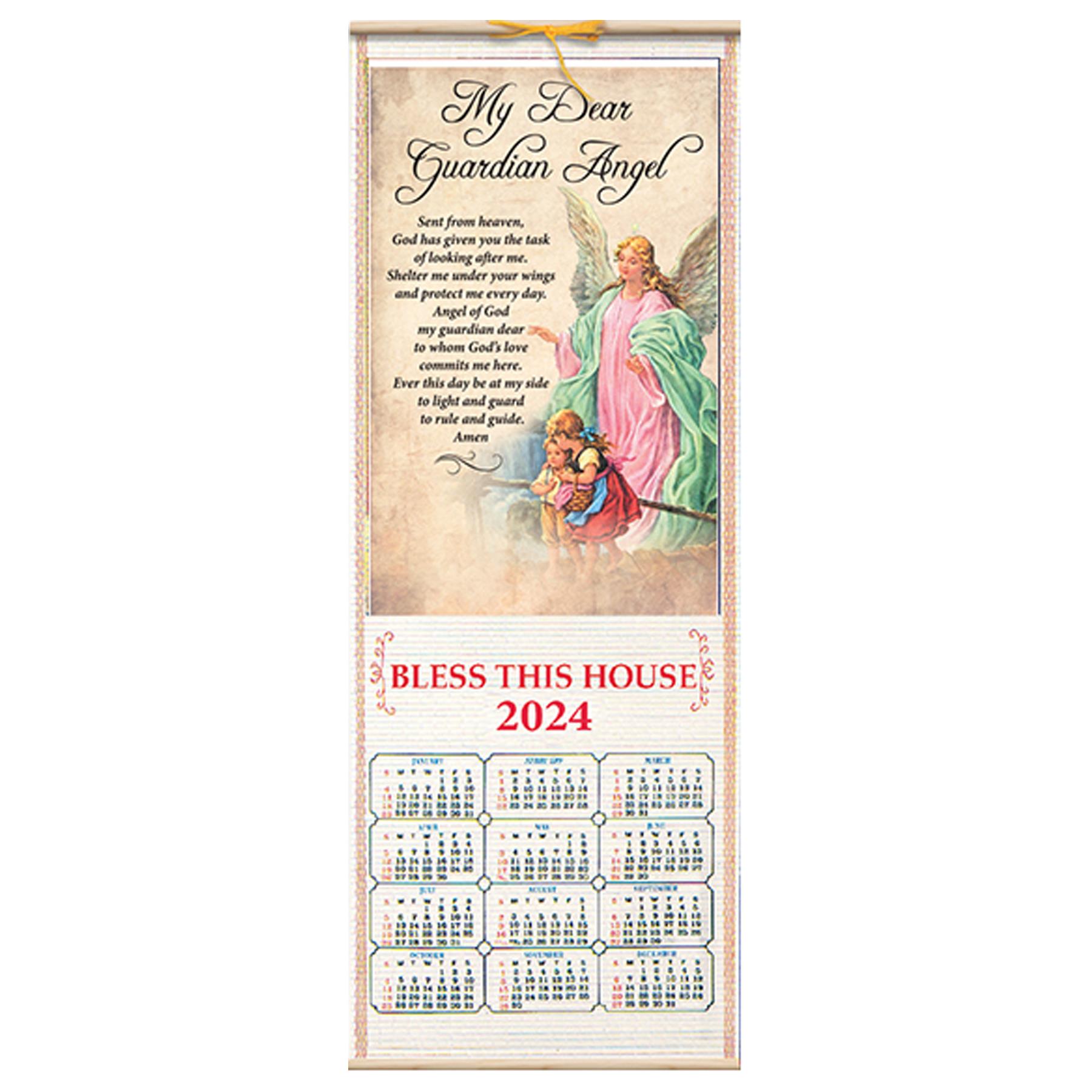 Religious Decorative Hanging Scroll 2024 Calendar - Guardian Angel