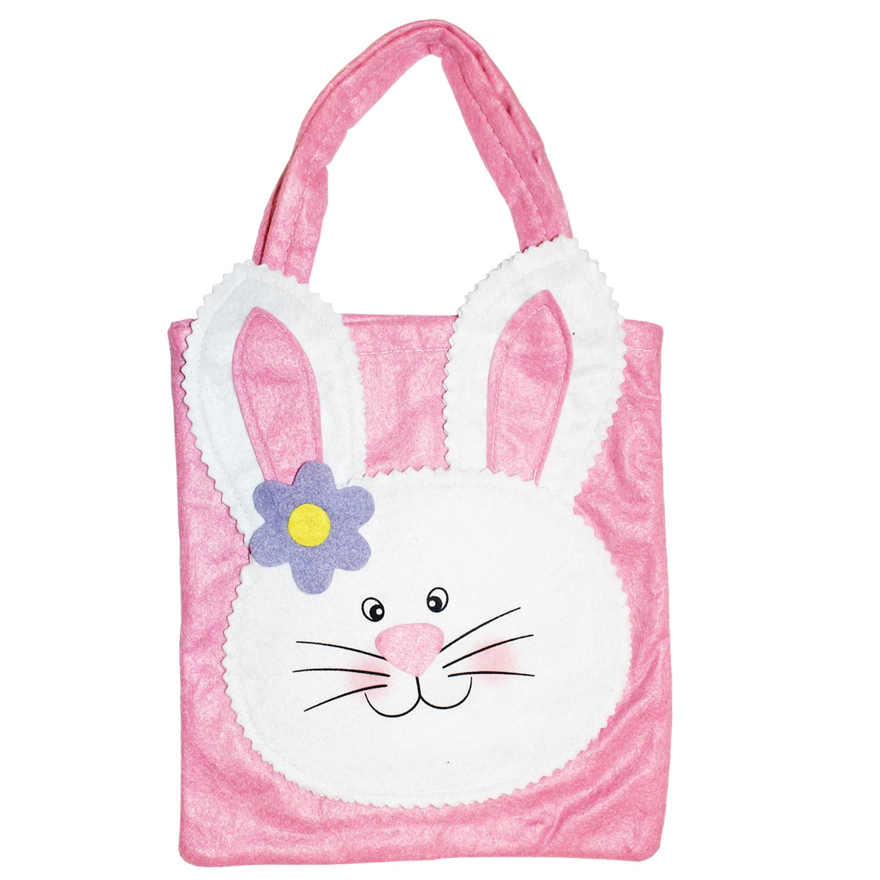 Easter Baskets, Buckets, Accessories - Bunny Felt Bag Pink