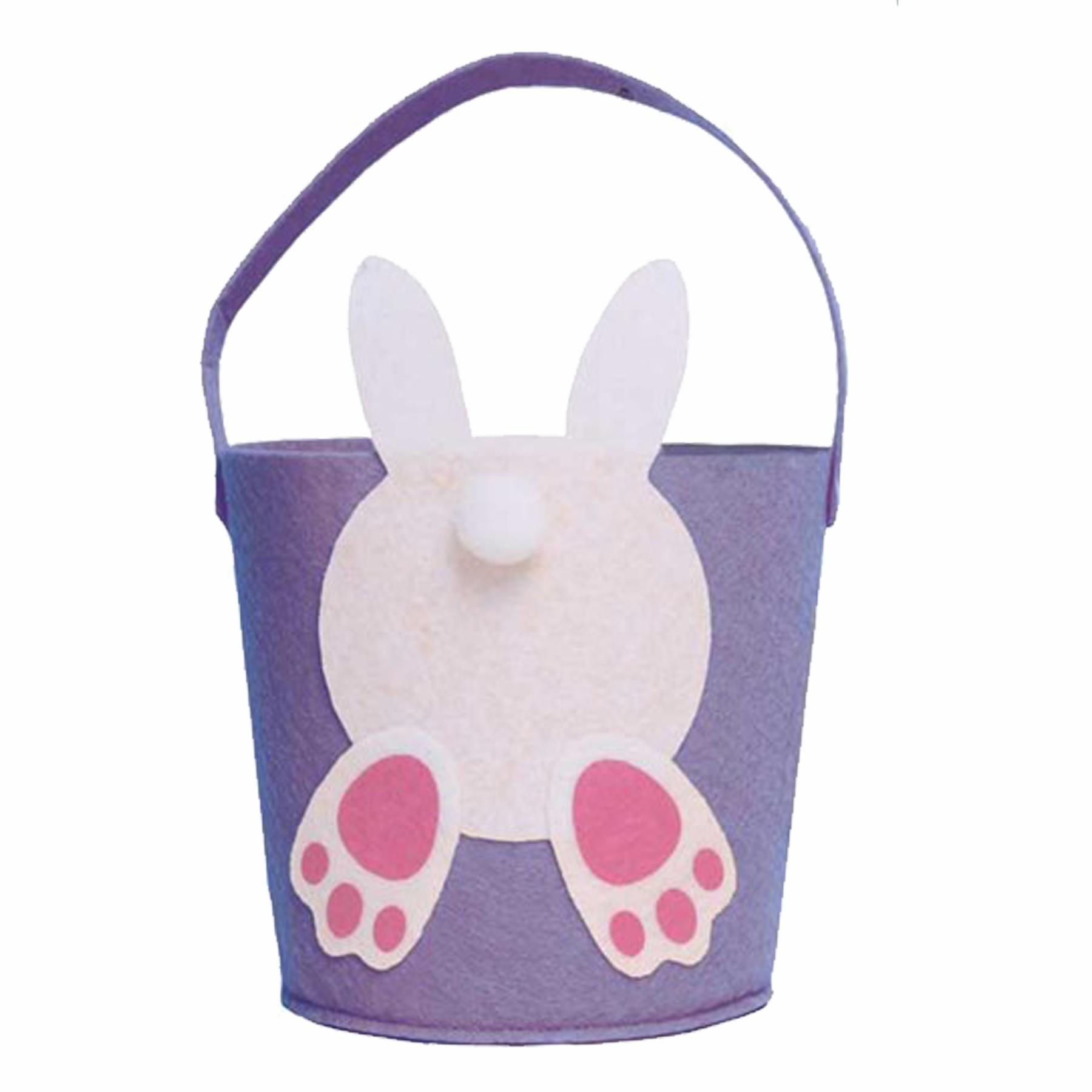 Easter Baskets, Buckets, Egg Hunt Accessories - Felt Bucket Purple Bunny