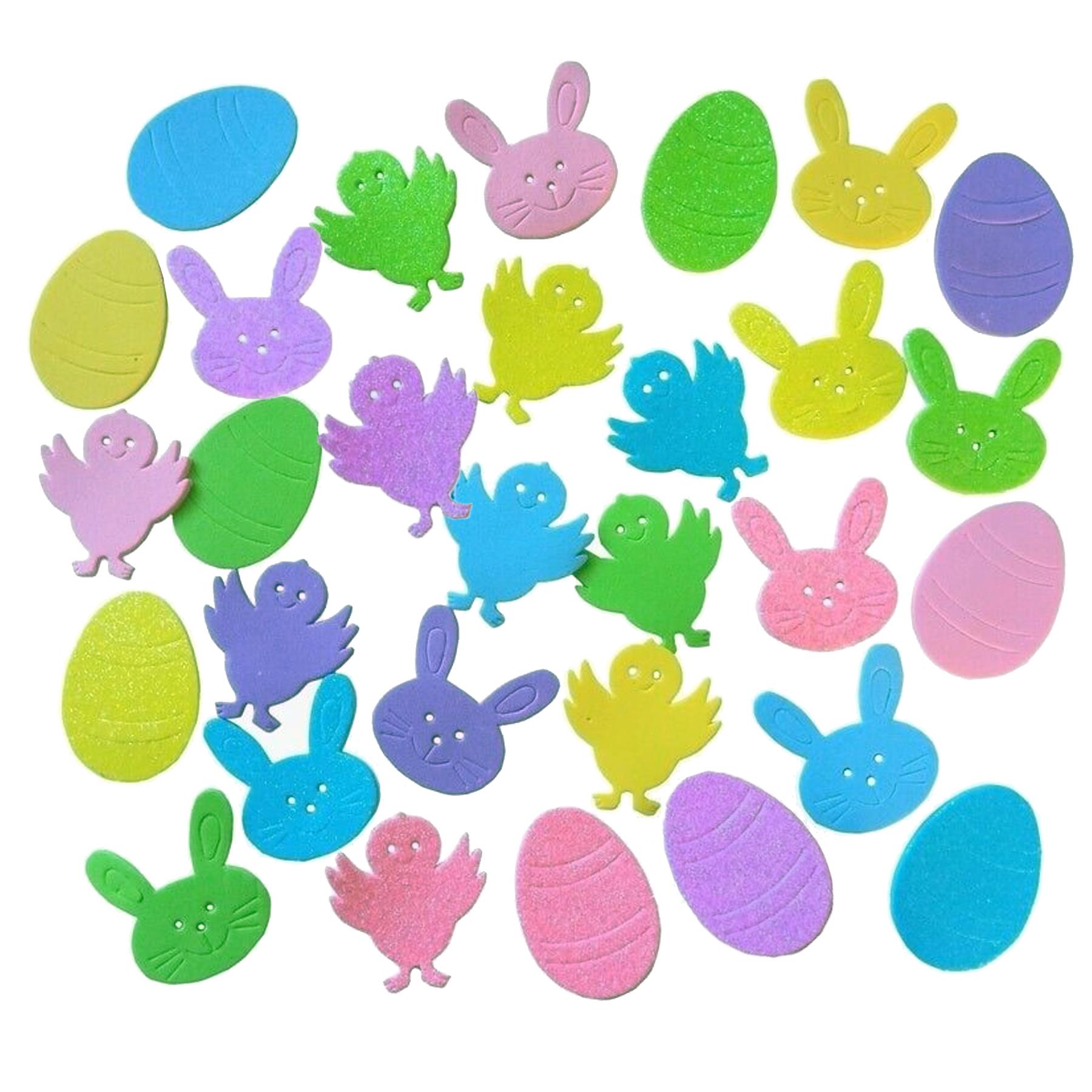 Easter Decorations, Bonnet Making, Arts and Crafts - Glitter Plain Foam Stickers