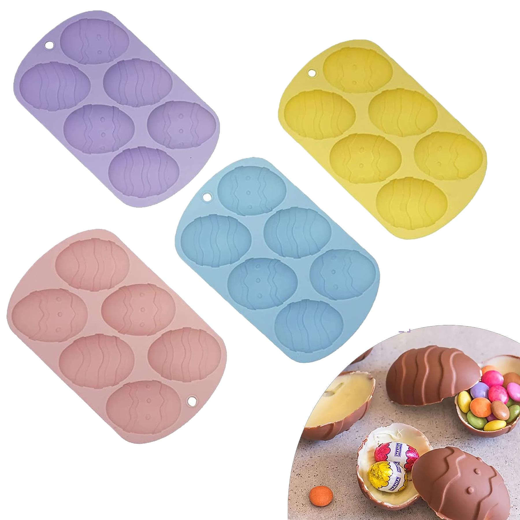 Easter 6 Egg Silicone Mould Tray Chocolate Easter Eggs, Jelly, Cakes Random Colour