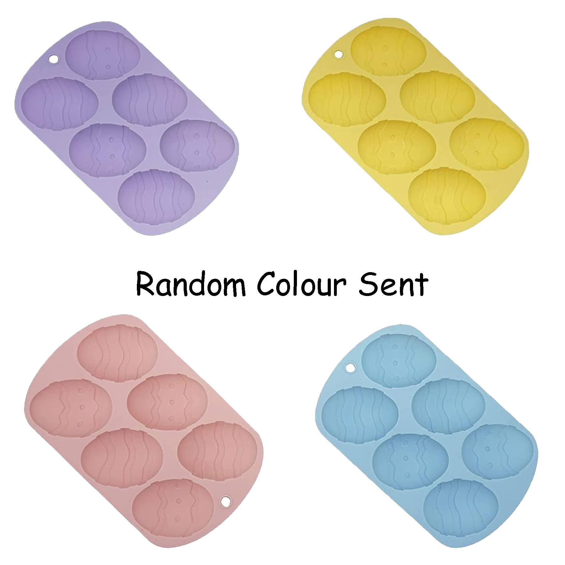 Easter 6 Egg Silicone Mould Tray Chocolate Easter Eggs, Jelly, Cakes Random Colour