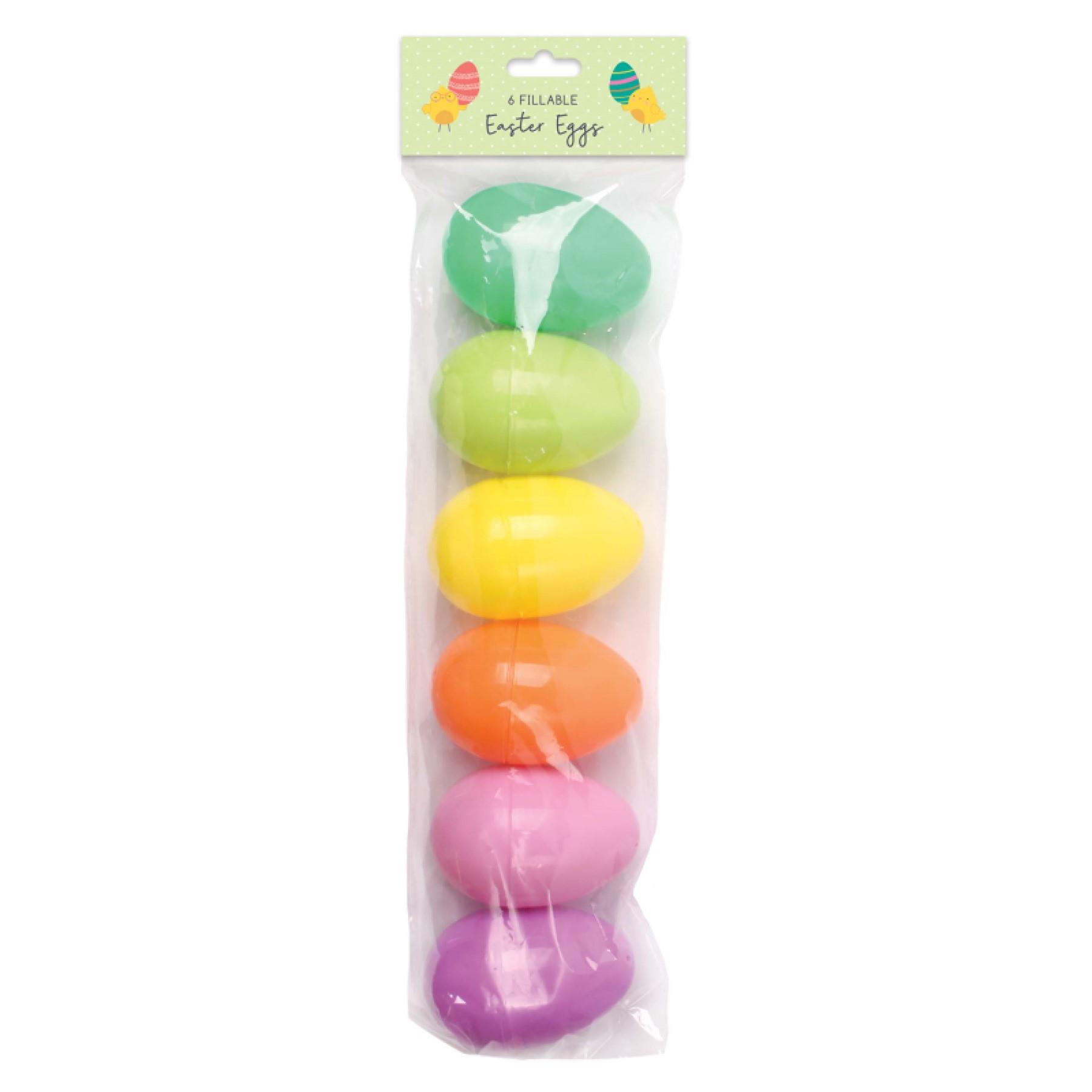 Easter Egg Hunt Accessories and Games - 6 Pack Plastic Fillable Eggs