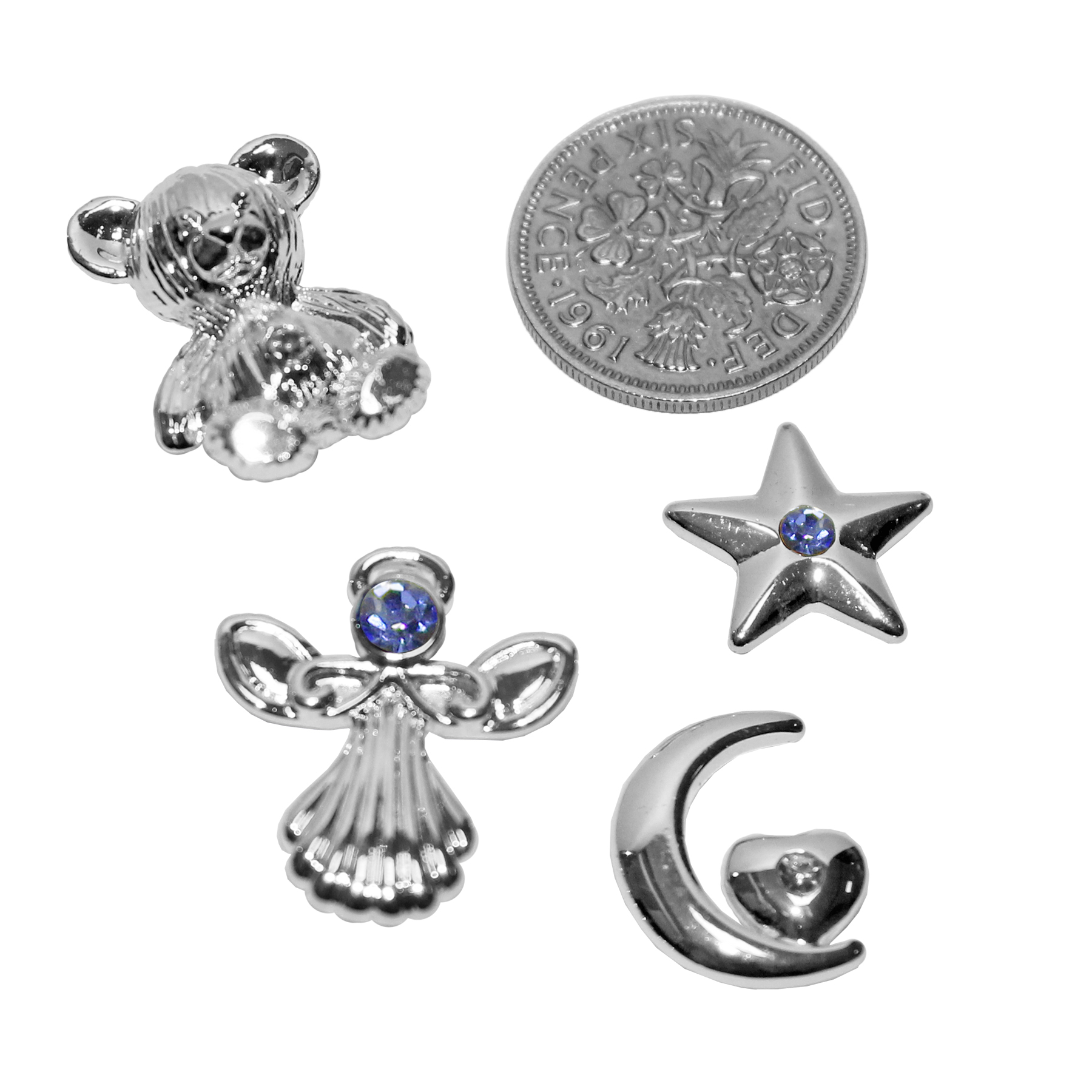 Baby Boy 5 Piece Silver Plated Keepsakes to Treasure with Card and Organza Bag