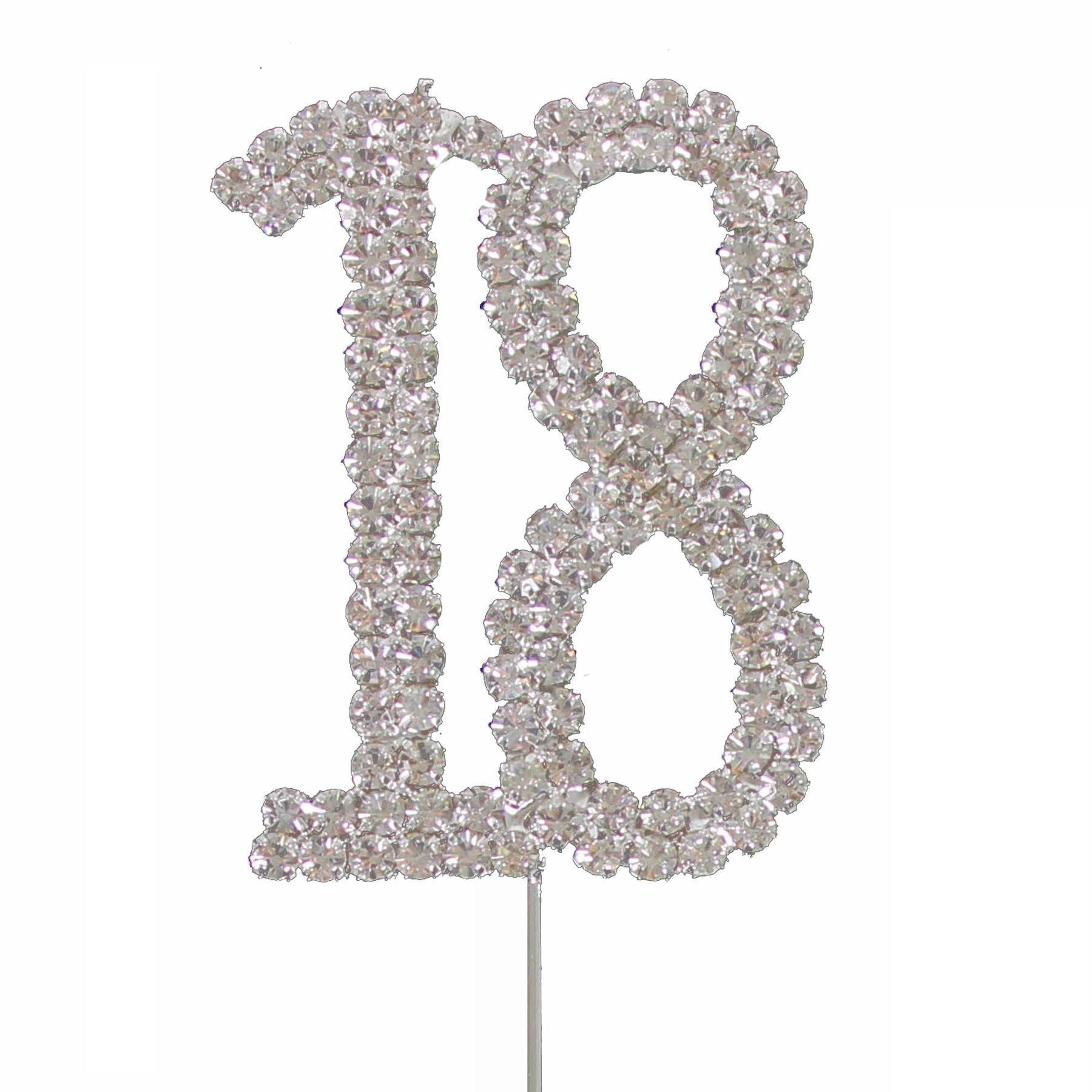 Silver and Diamante Birthday / Anniversary Number Cake Topper - 18