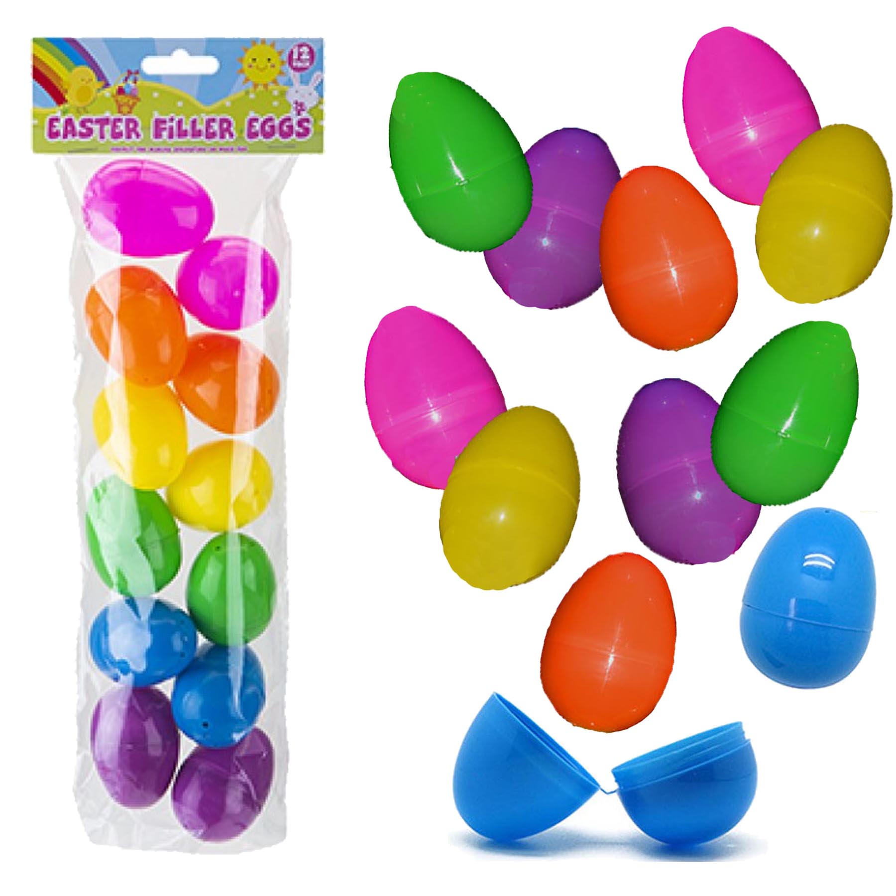 Fillable Easter Eggs 12 Pack 6cm Reusable Plastic Easter Egg Hunt
