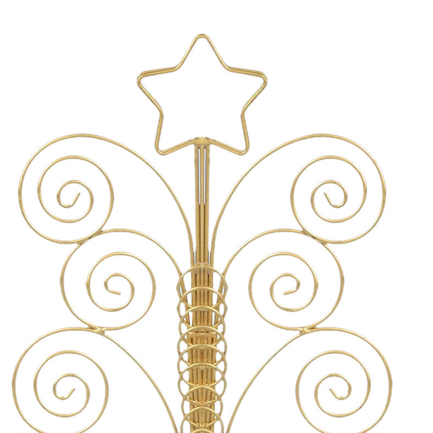 Christmas Card Holder Holds 20 Cards Metal Swirl with Santa Gold