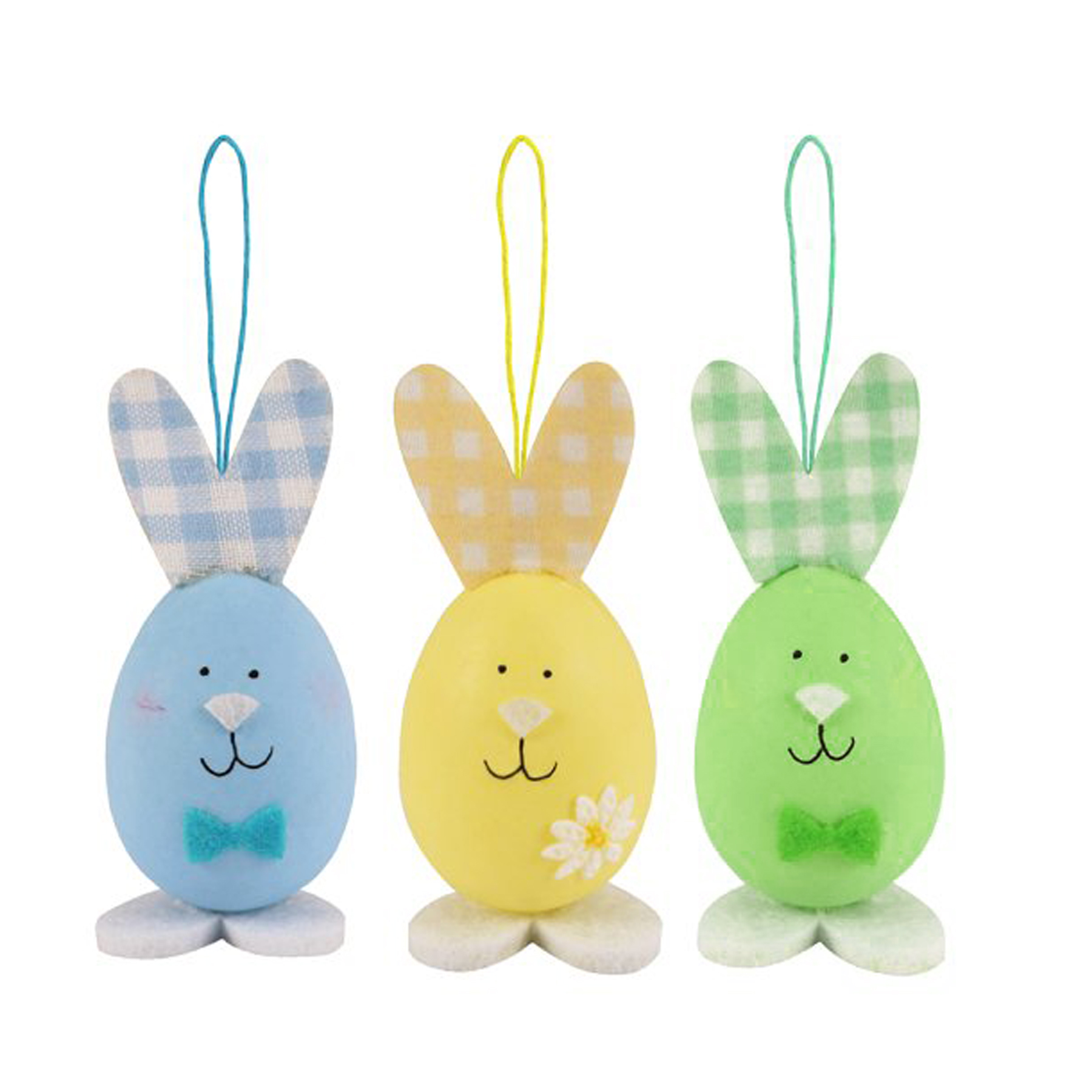 Easter Art Deco Decorations, Room Ornament - 3 Pack Egg Bunnies