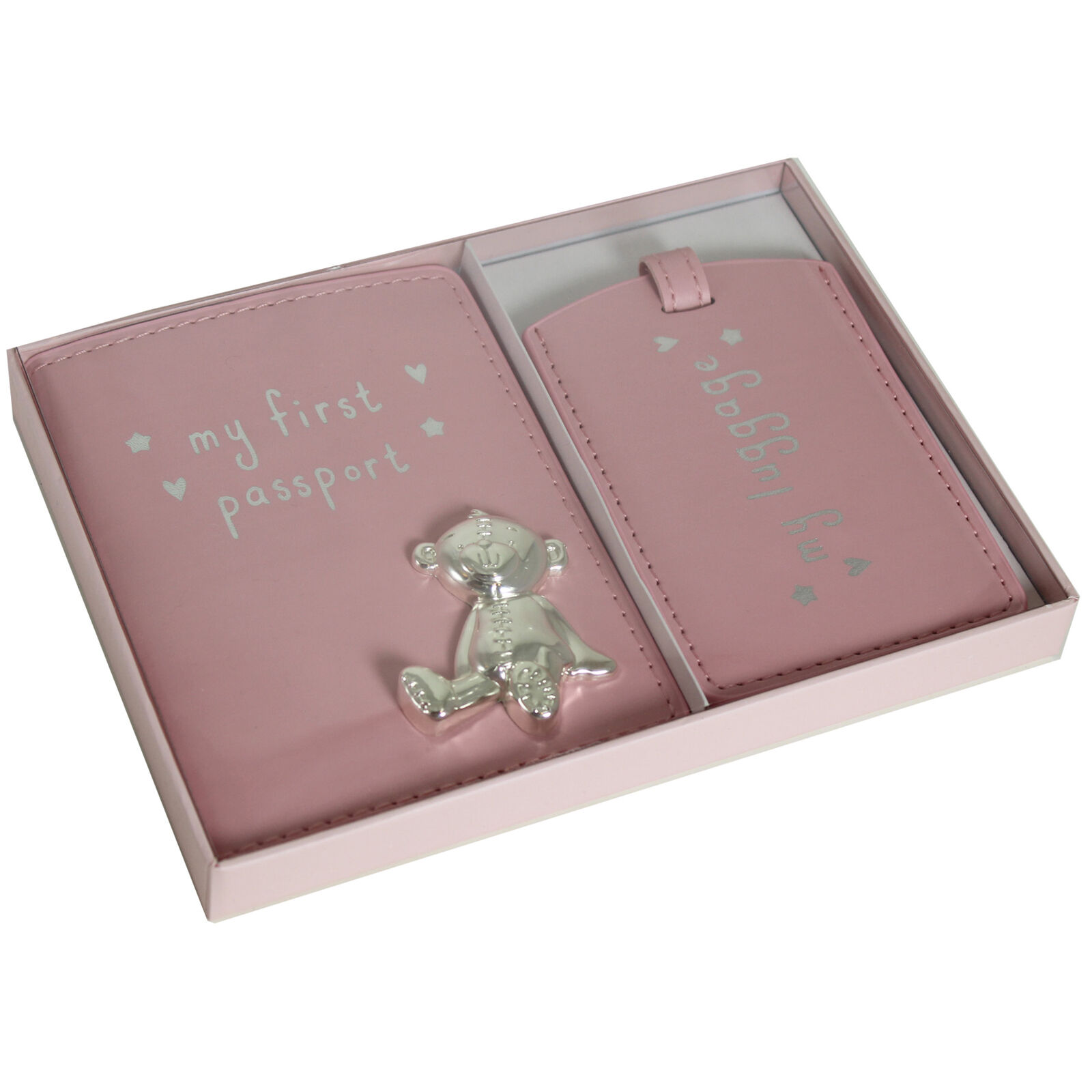 image342792317.jpg Button Corner First Passport Cover Luggage Tag Set - Pink