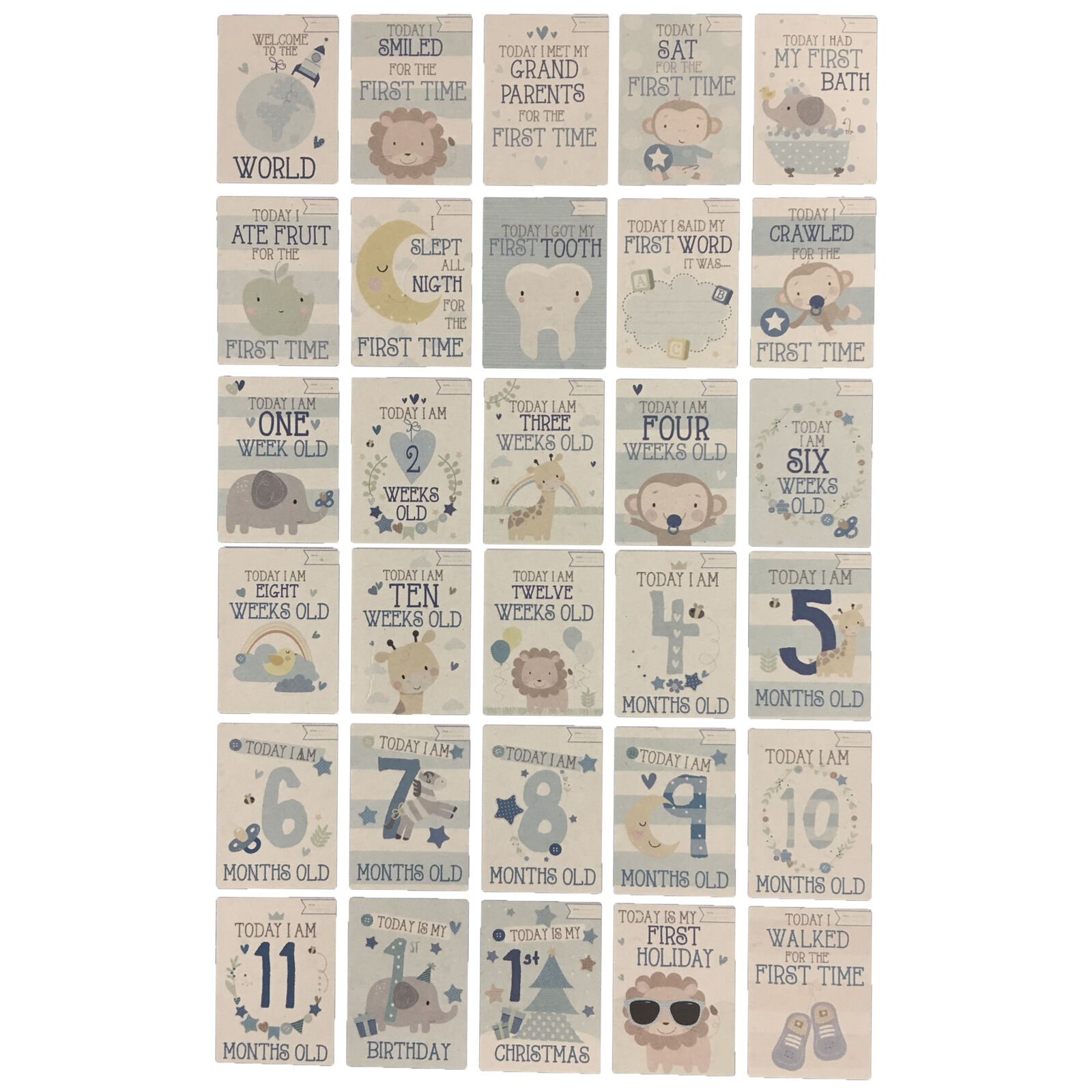 image342910564.jpg 30 Memorable Moment Milestone Cards - Keepsake “Baby’s 1st Year” - BOY