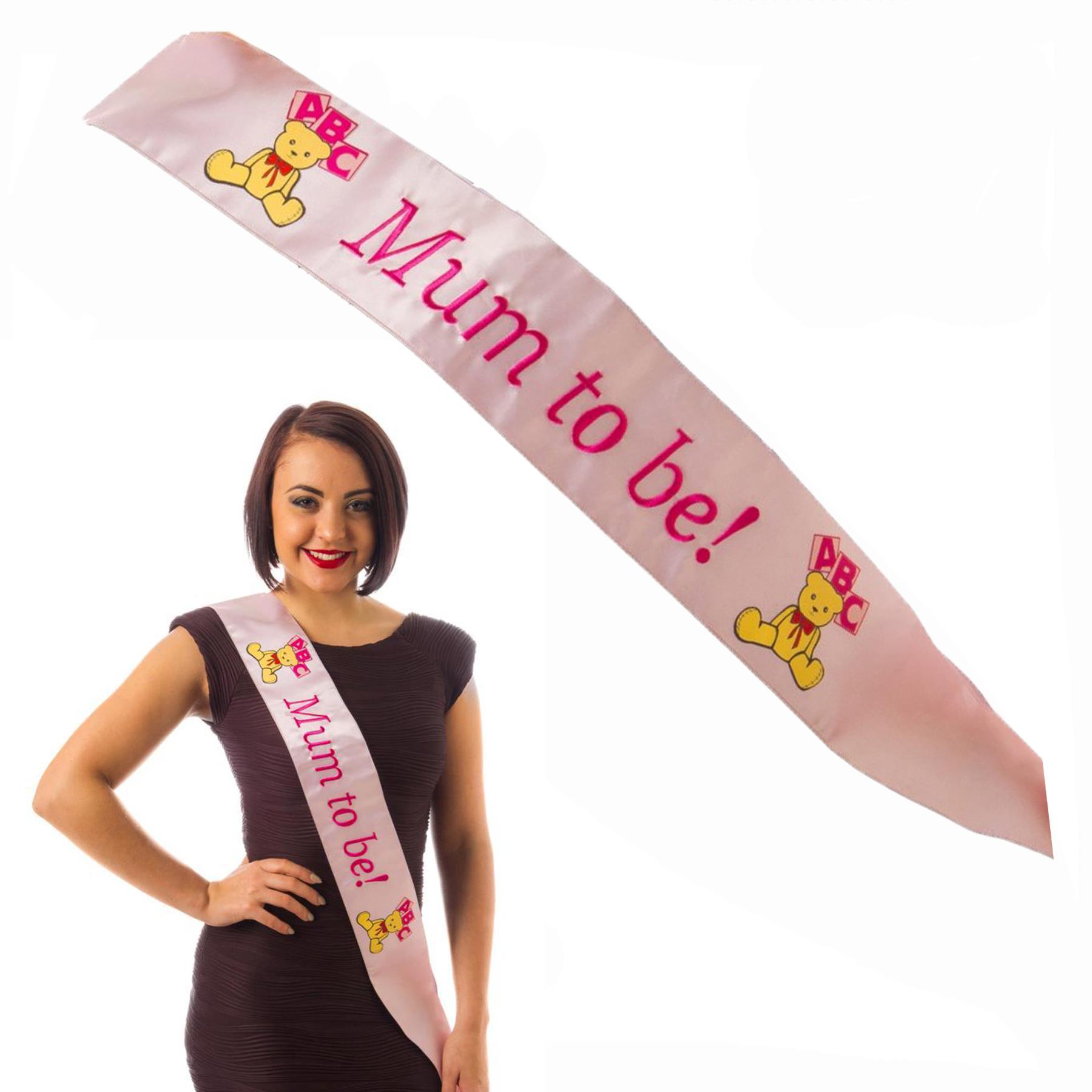 Baby Shower "Mum to Be" Embroidered Party Sash - Pink
