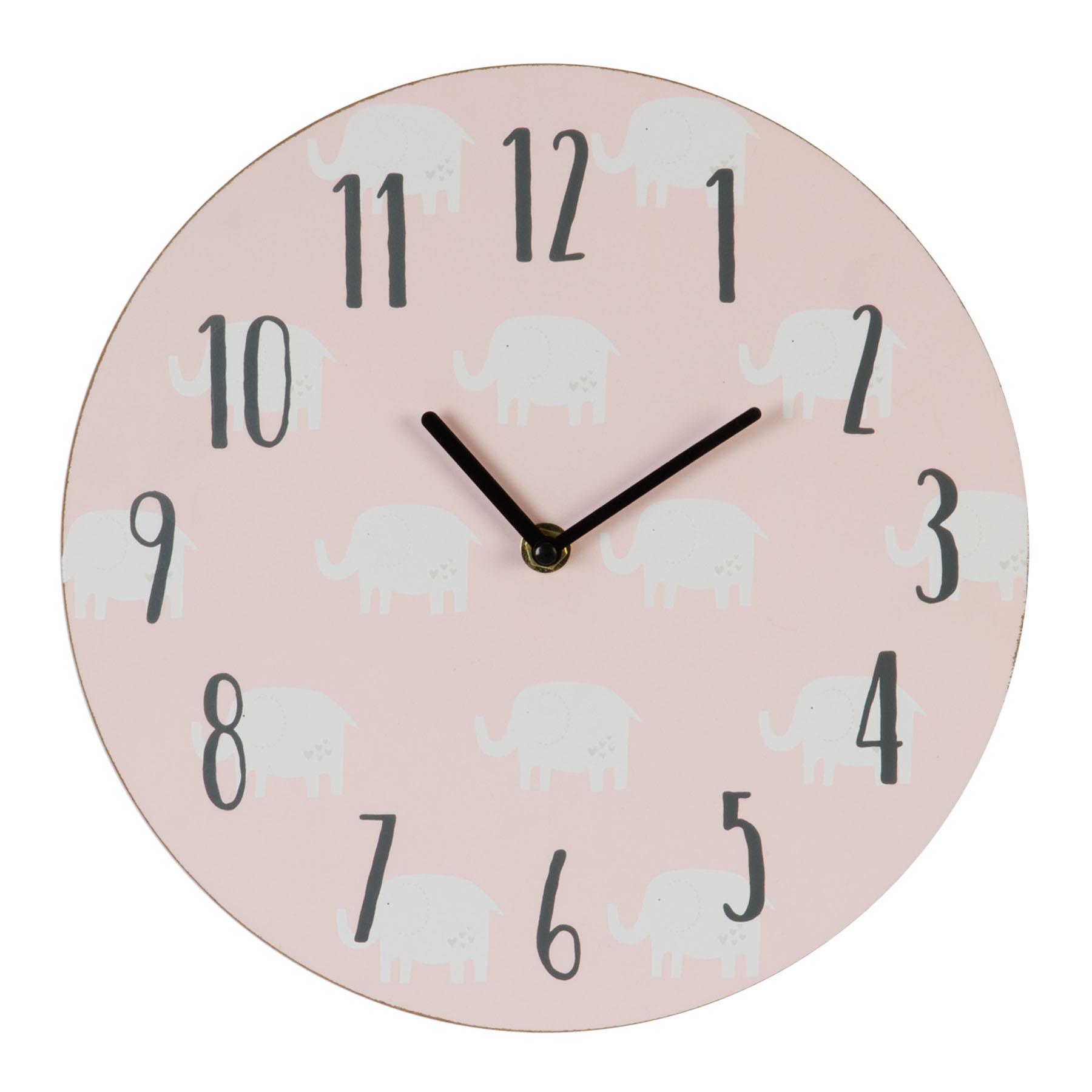 Petit Cheri Elephant Design MDF Bedroom 17cm Clock - New Baby Girl