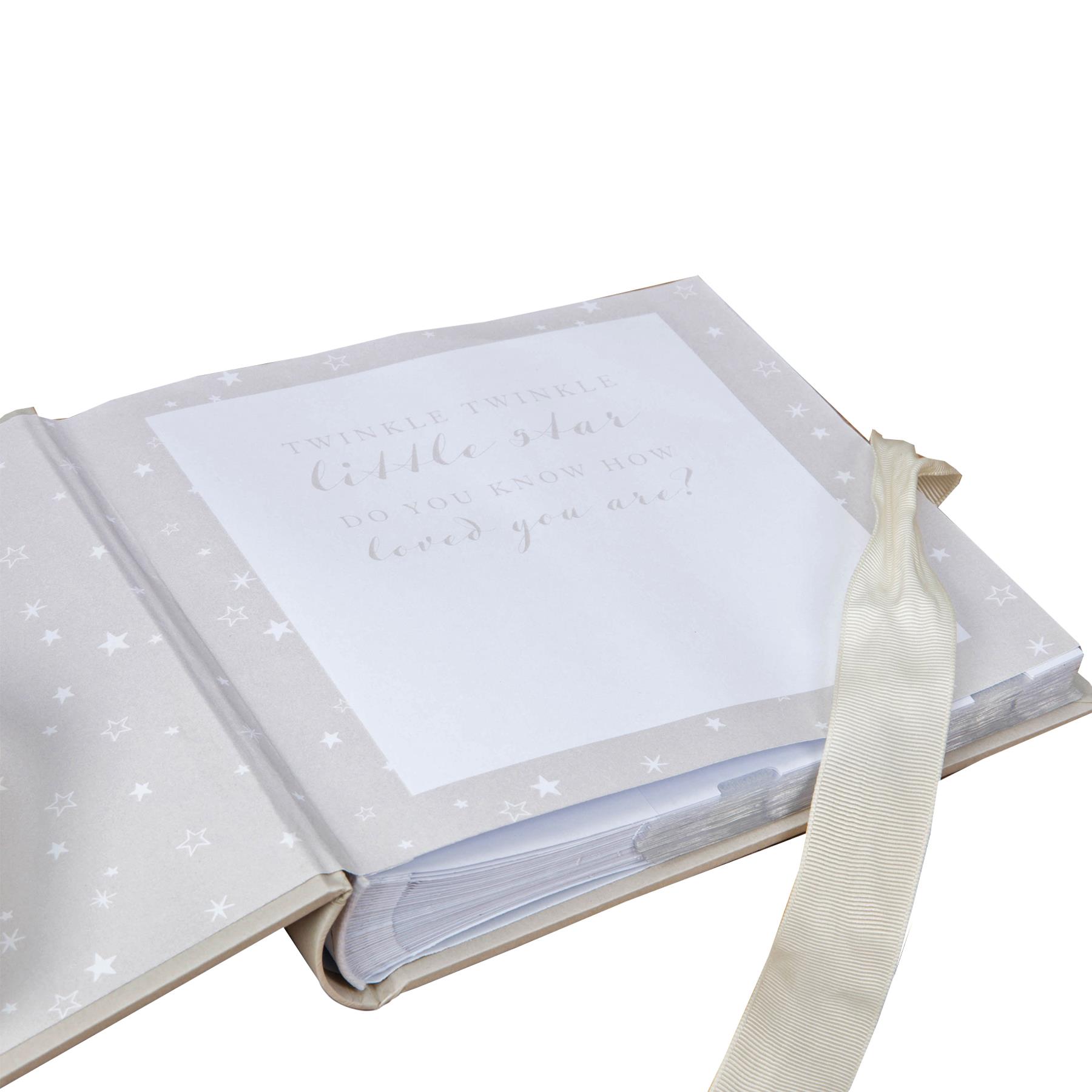 Baby Photo Album with Gold / Silver Stars 80 4x6 Pictures - Twinkle Twinkle